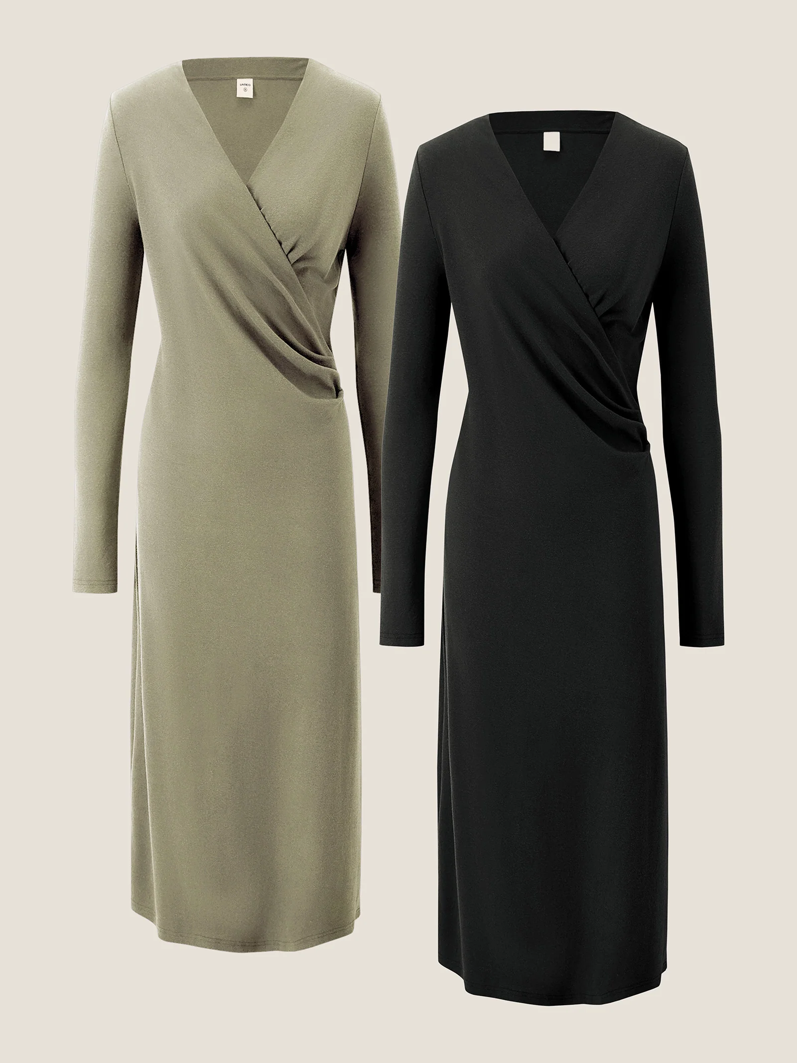 Crossover V-Neck Wrap Stretch Midi Dress MARNIE - Image 26