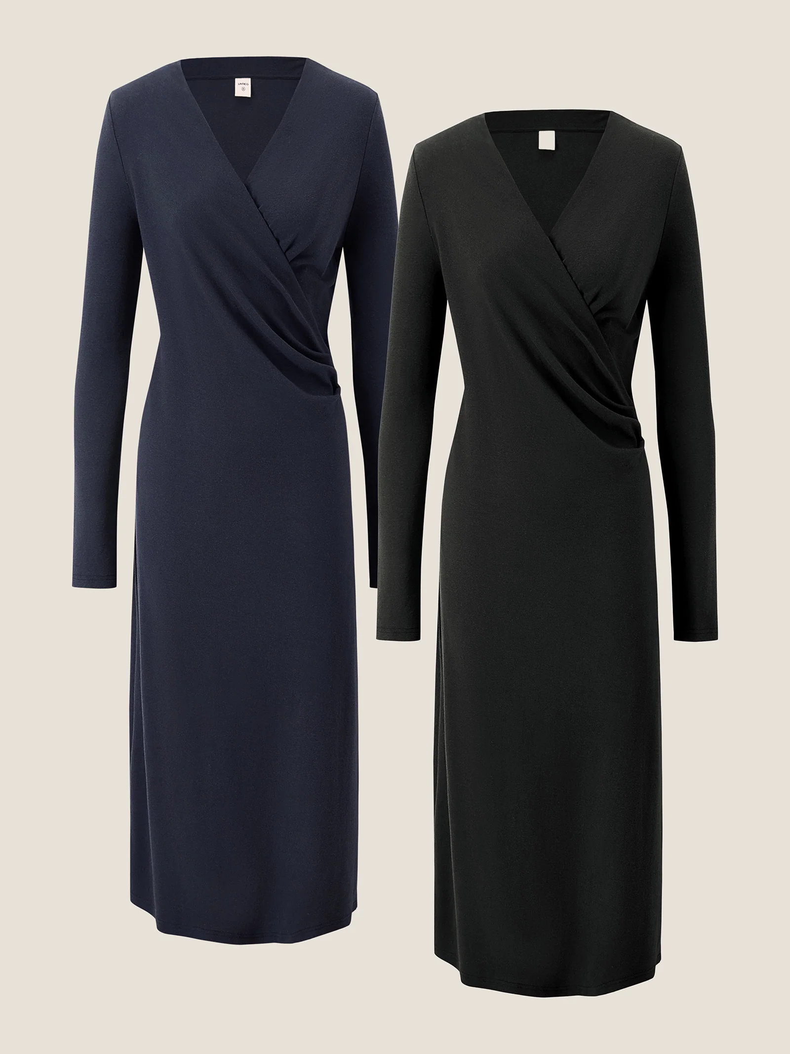 Crossover V-Neck Wrap Stretch Midi Dress MARNIE - Image 27