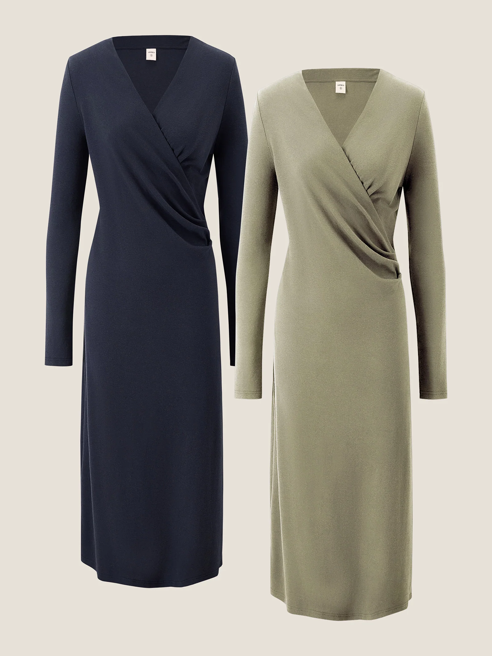 Crossover V-Neck Wrap Stretch Midi Dress MARNIE - Image 28