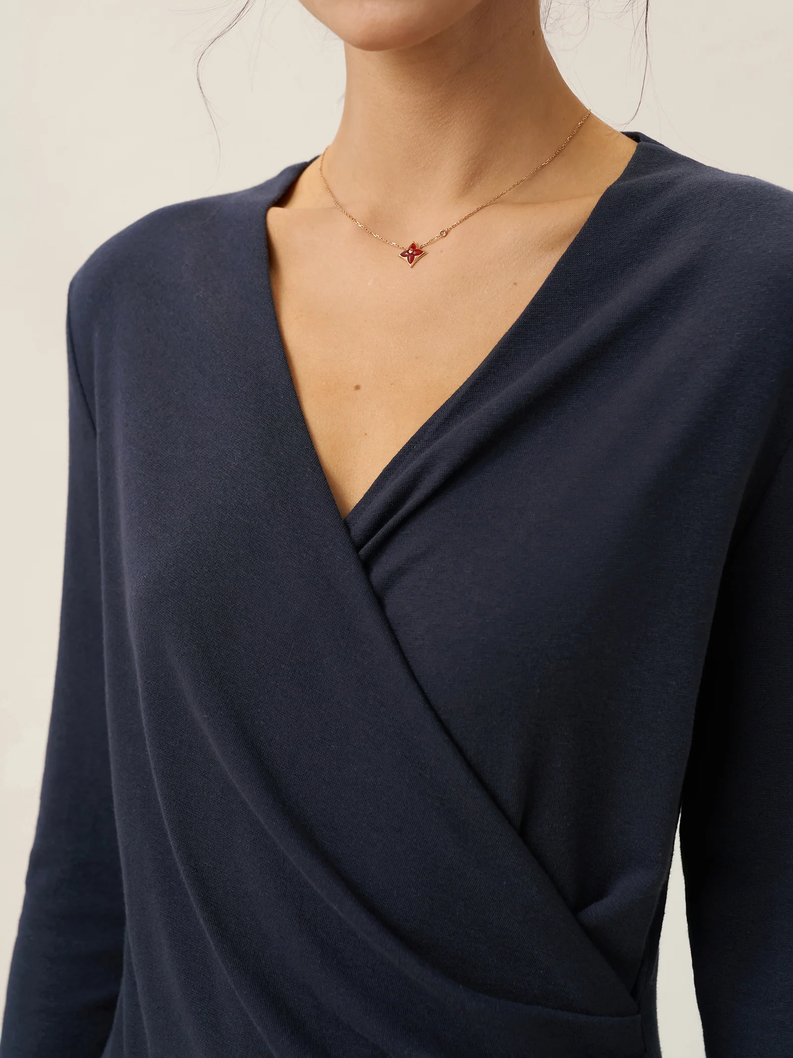 Crossover V-Neck Wrap Stretch Midi Dress MARNIE - Image 5