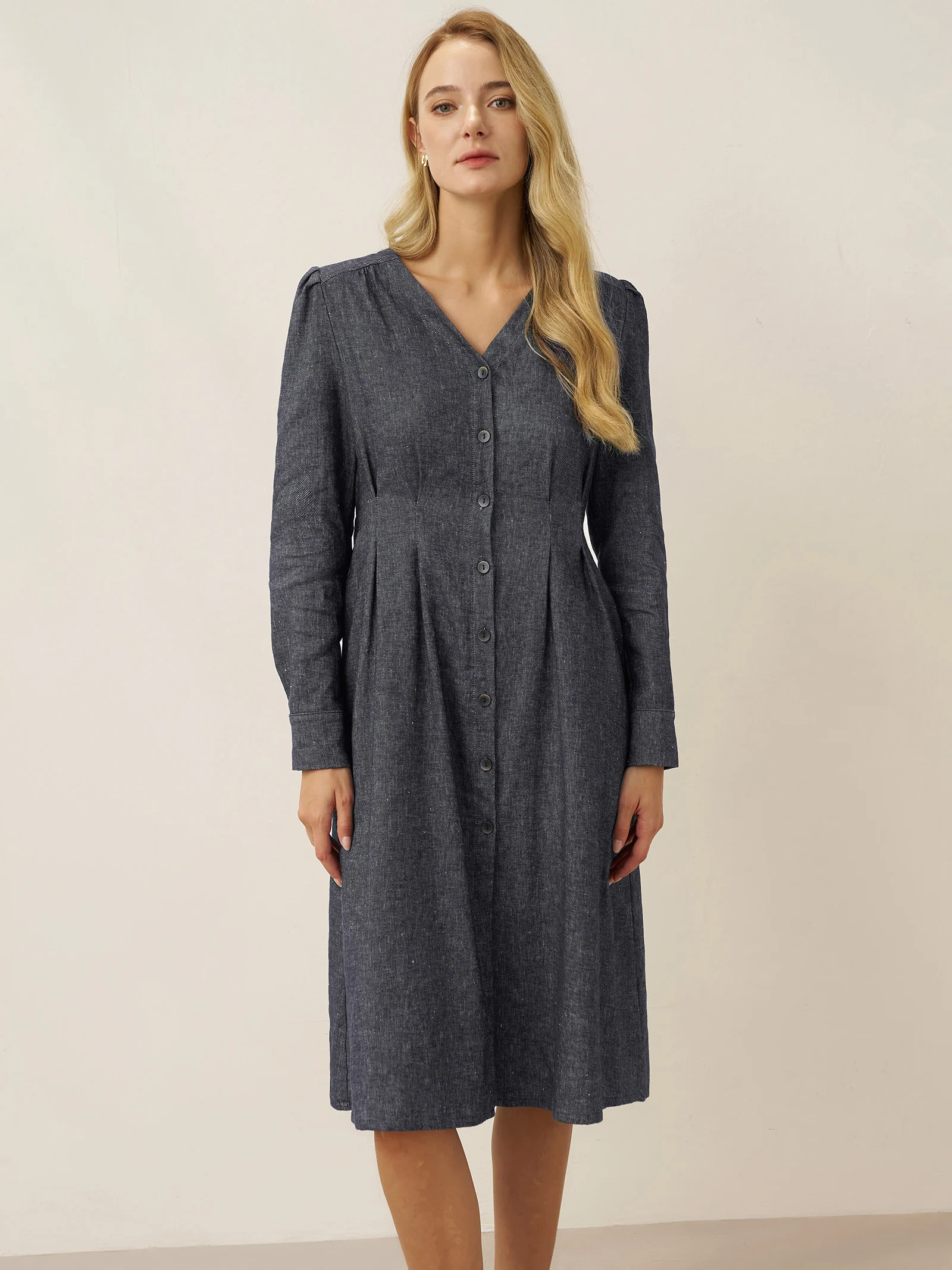 Linen Denim Texture Jacket Dress HANNAH