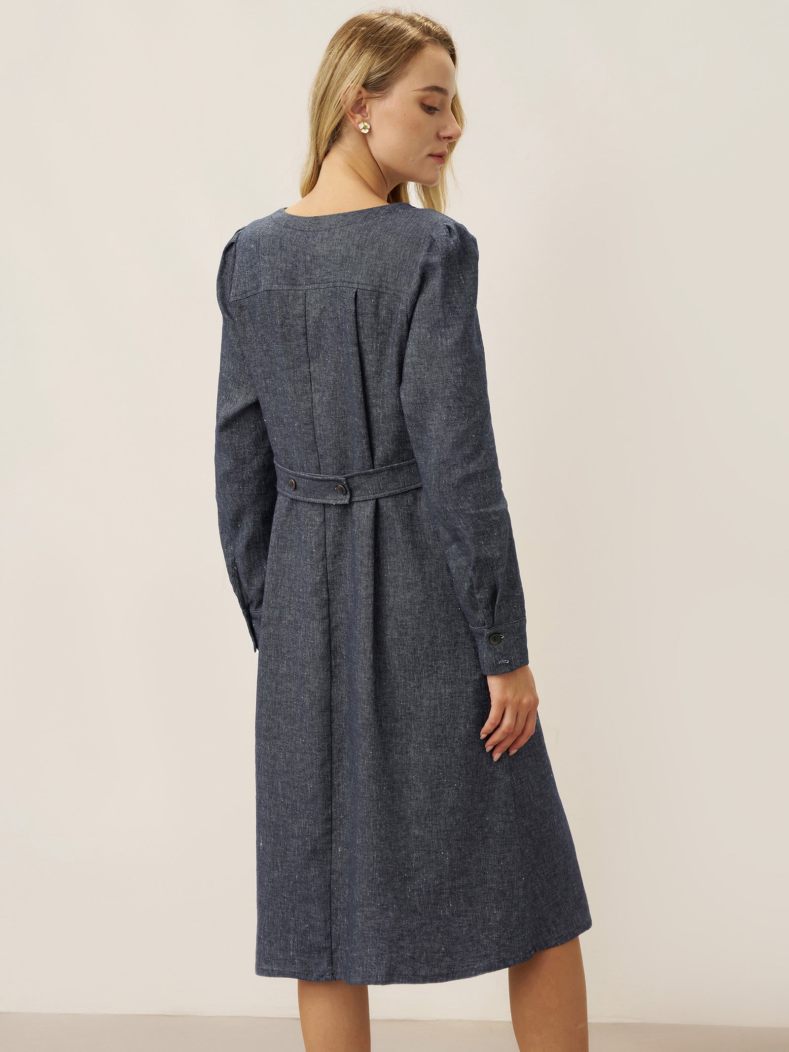 Linen Denim Texture Jacket Dress HANNAH - Image 2