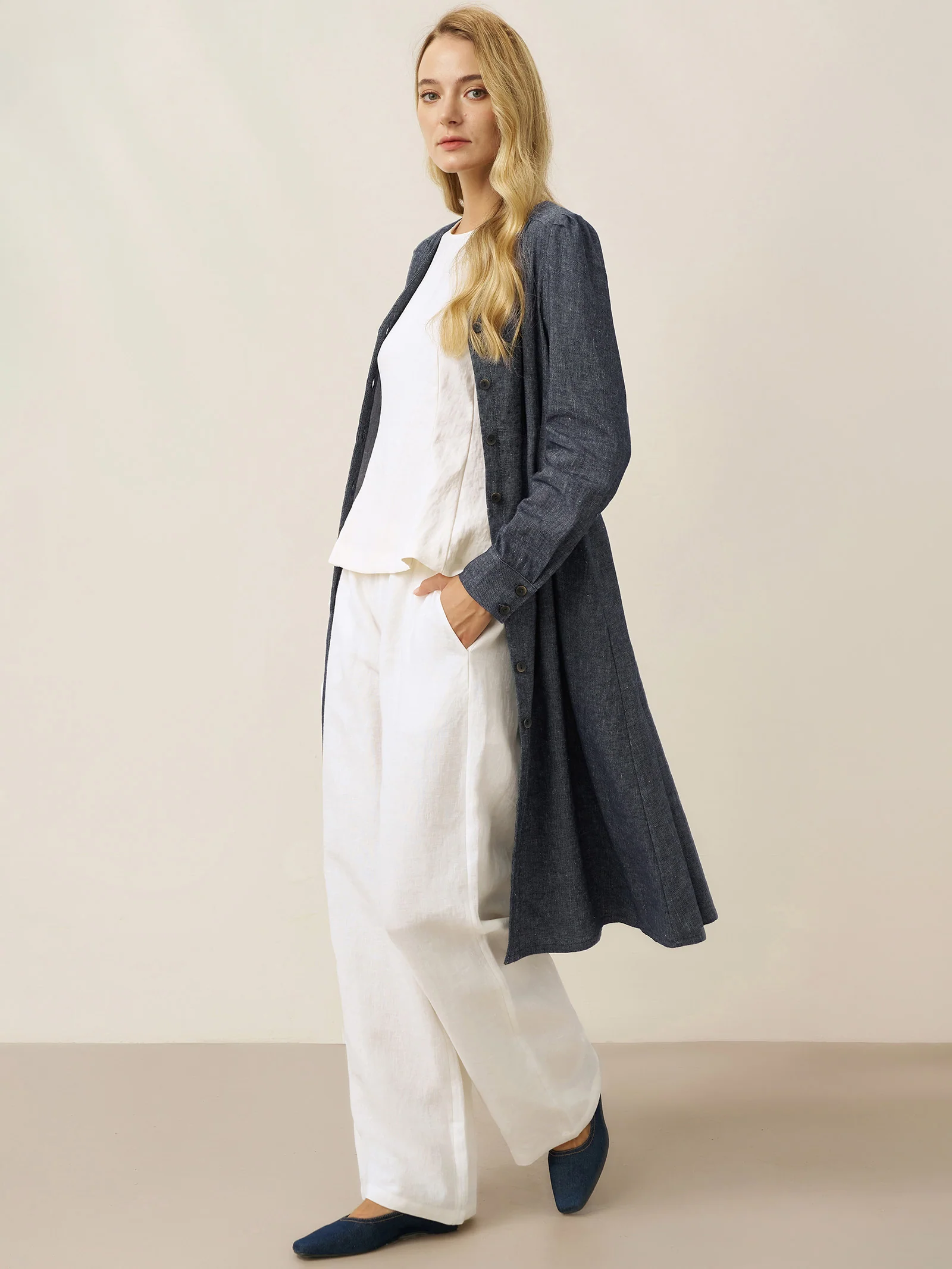 Linen Denim Texture Jacket Dress HANNAH - Image 6