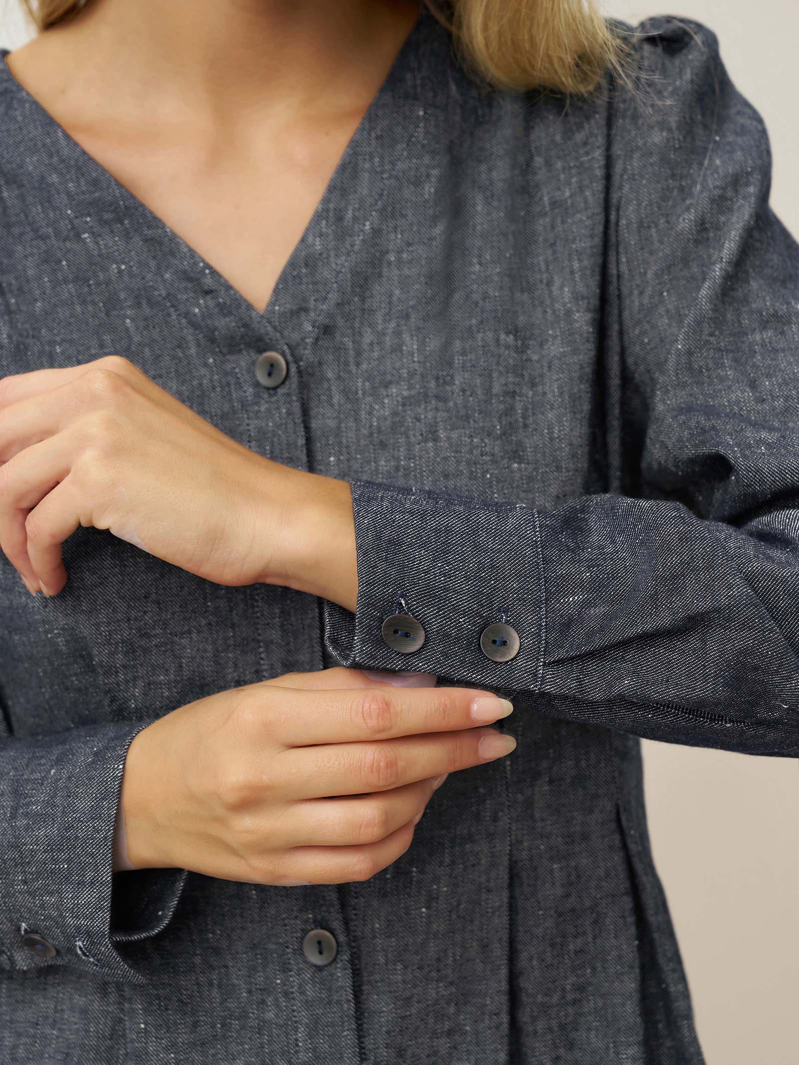 Linen Denim Texture Jacket Dress HANNAH - Image 8