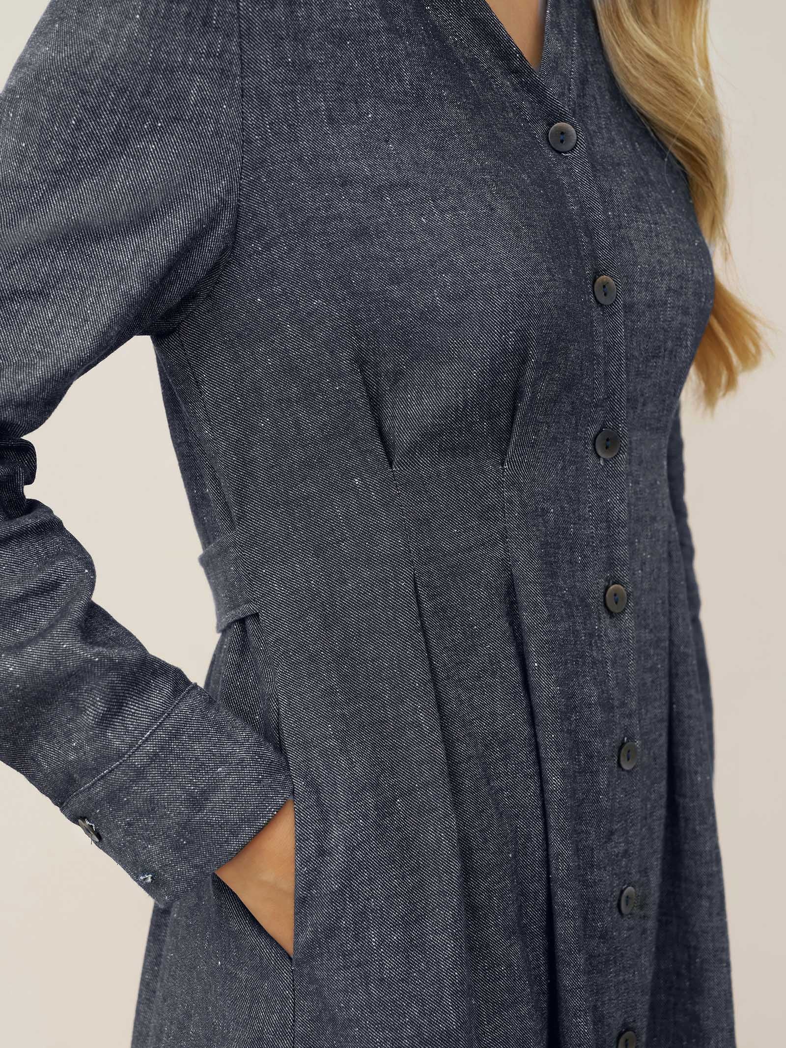Linen Denim Texture Jacket Dress HANNAH - Image 9