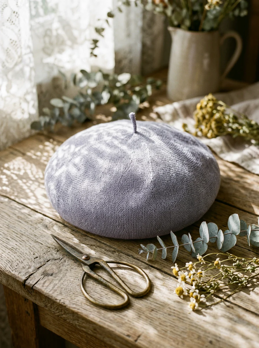 Linen Knit Beret Hat for Women Lightweight Breathable Summer Artist Cap - Image 10