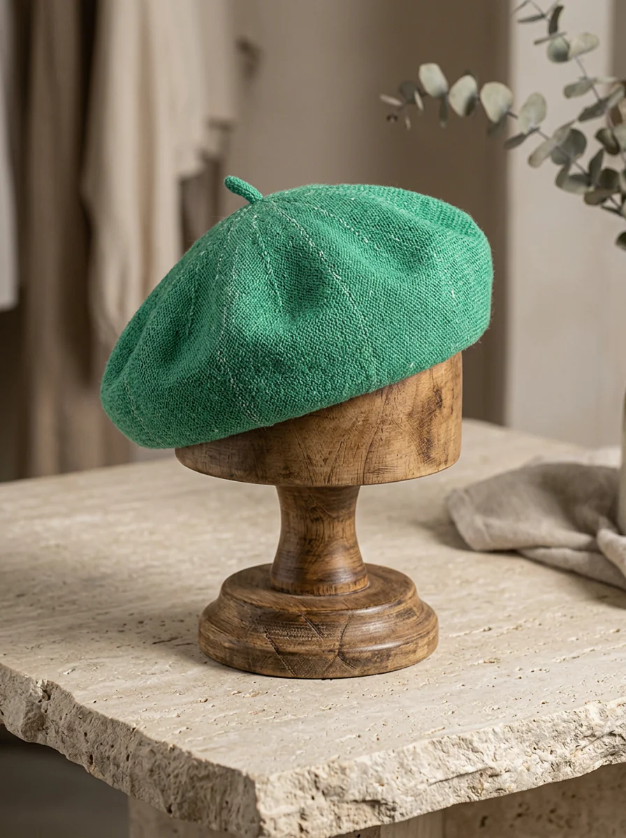 Linen Knit Beret Hat for Women Lightweight Breathable Summer Artist Cap - Image 11