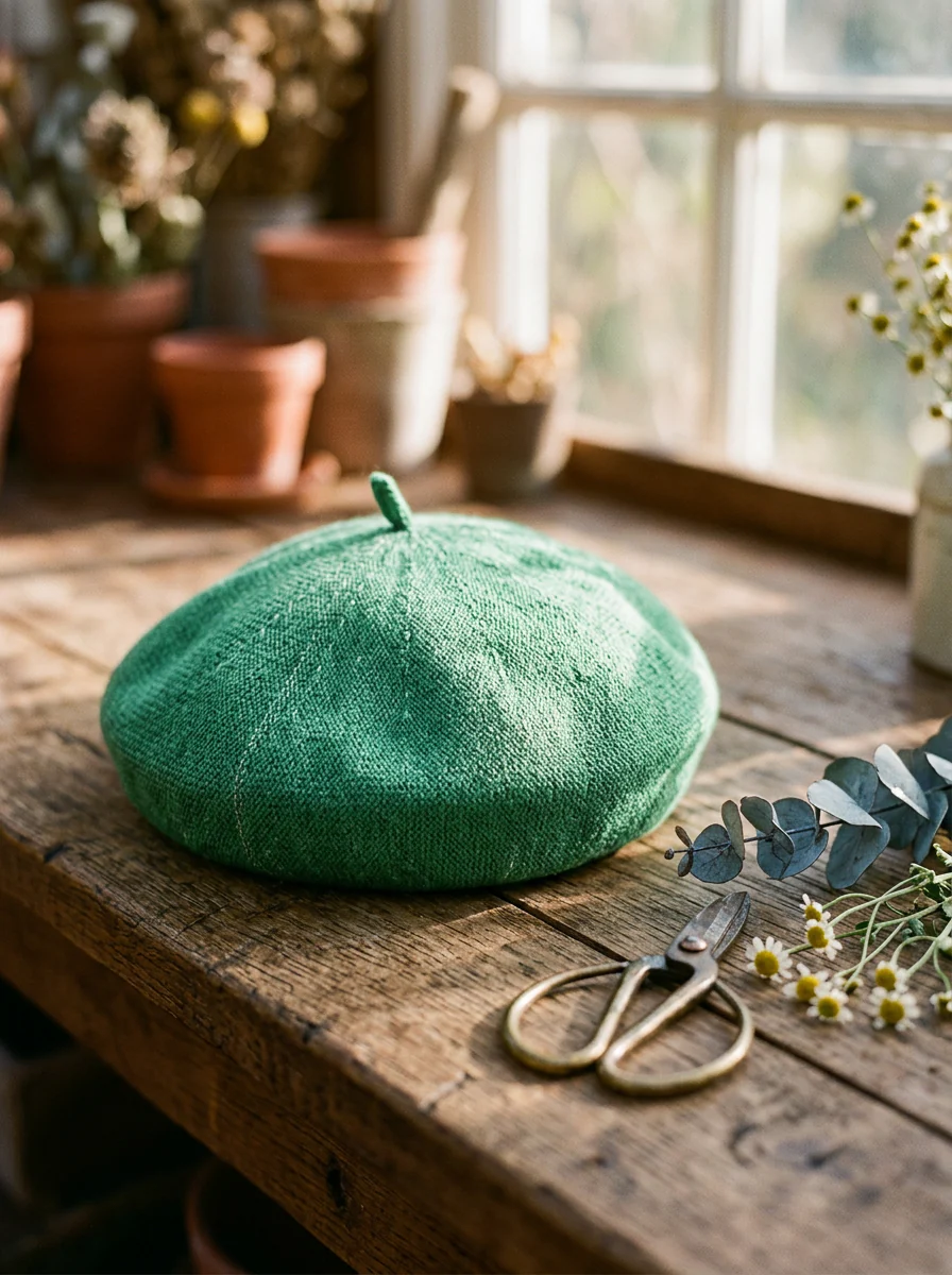 Linen Knit Beret Hat for Women Lightweight Breathable Summer Artist Cap - Image 13