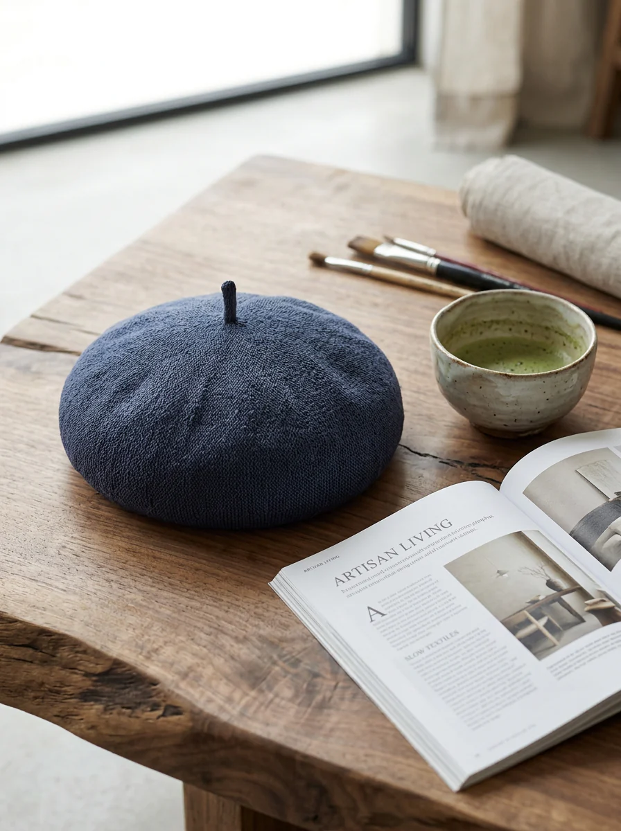 Linen Knit Beret Hat for Women Lightweight Breathable Summer Artist Cap - Image 15