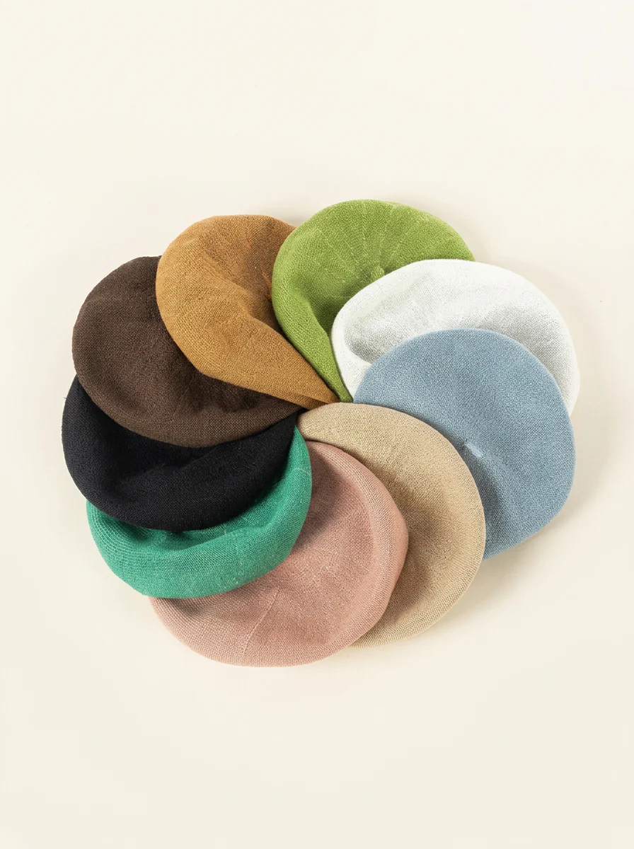 Linen Knit Beret Hat for Women Lightweight Breathable Summer Artist Cap - Image 27