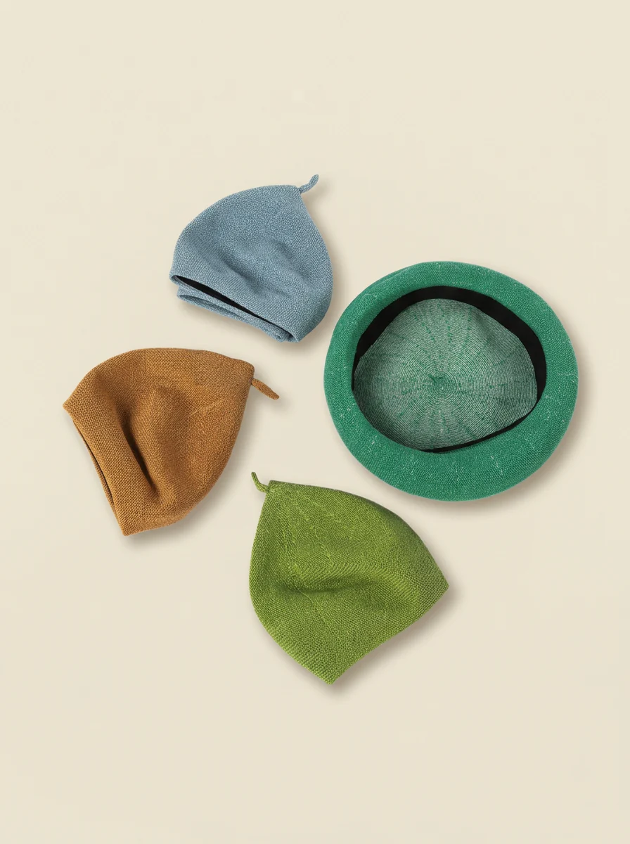 Linen Knit Beret Hat for Women Lightweight Breathable Summer Artist Cap - Image 28