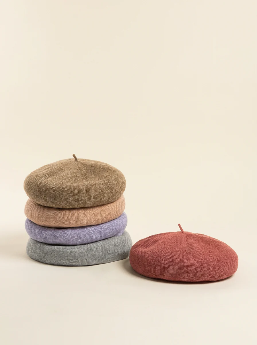 Linen Knit Beret Hat for Women Lightweight Breathable Summer Artist Cap - Image 29