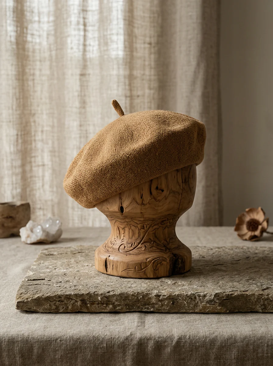 Linen Knit Beret Hat for Women Lightweight Breathable Summer Artist Cap - Image 7