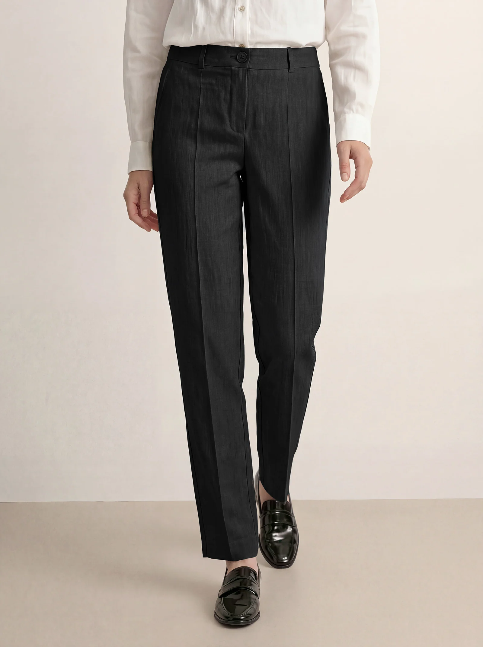 Linen Tailored Straight Full Length Pants LANDON