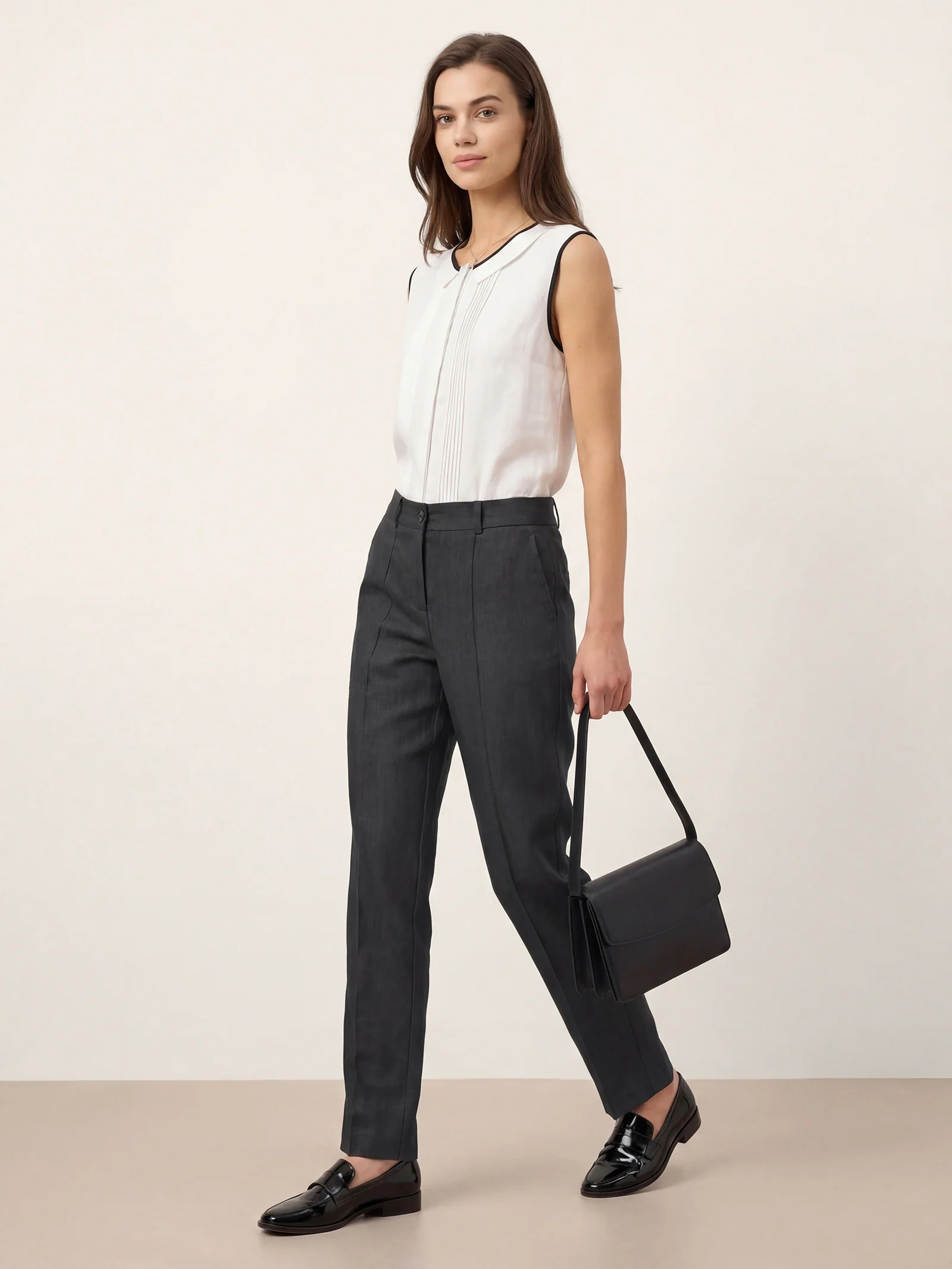 Linen Tailored Straight Full Length Pants LANDON - Image 8