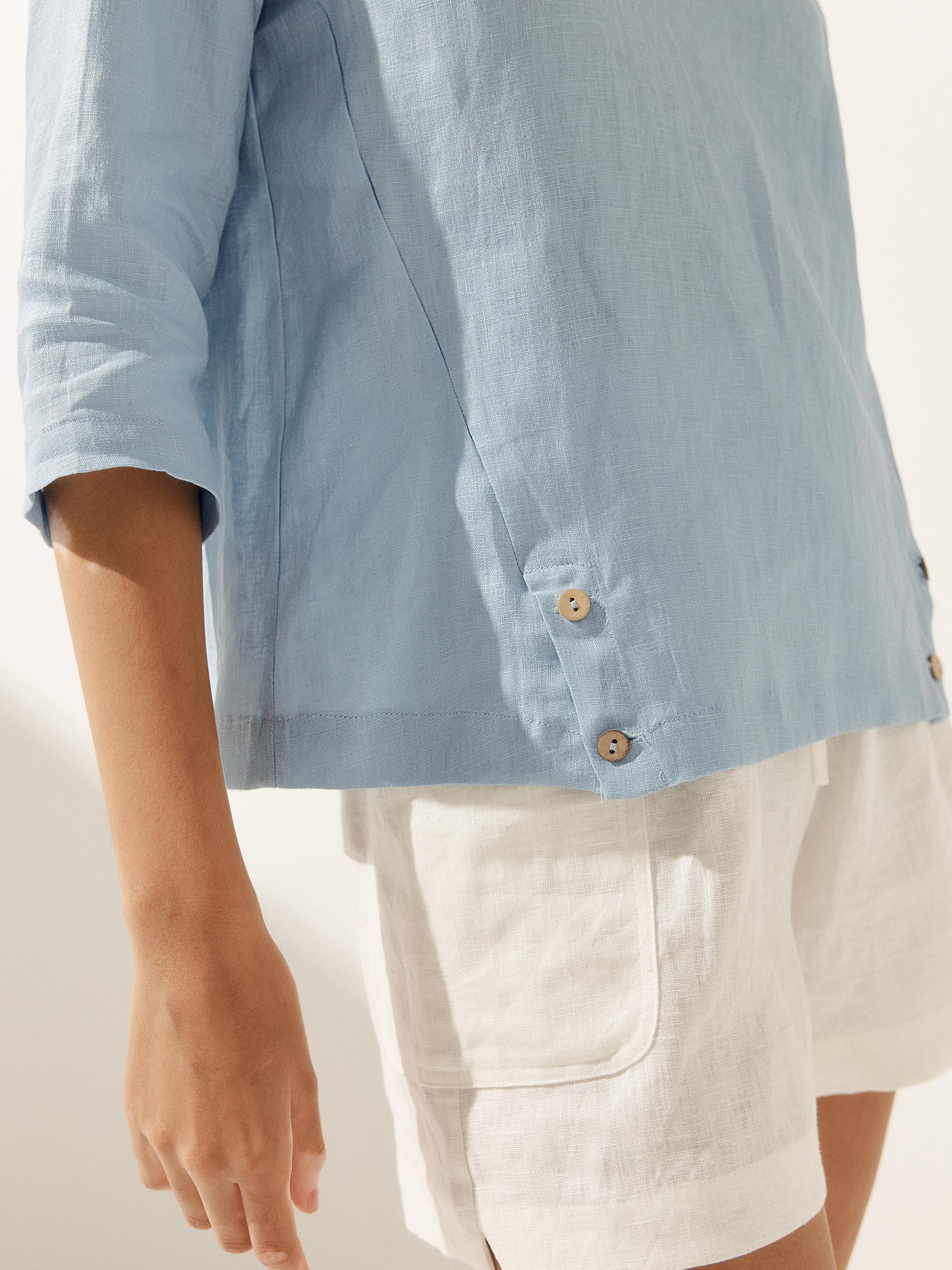 Linen Round Soft-Fold Collar Top LAURA - Image 7