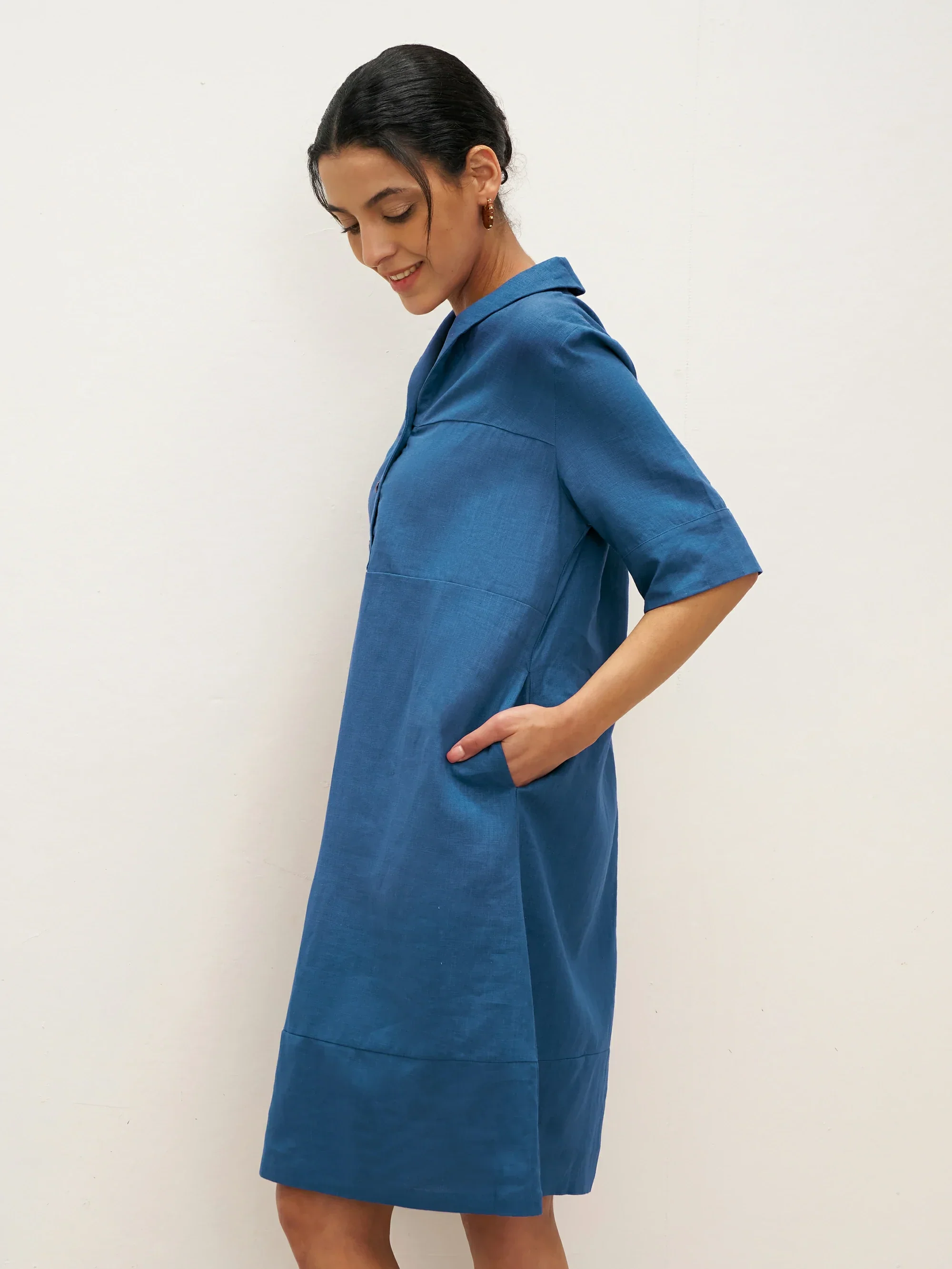 Linen Shawl V-Neck Half Sleeve Minidress LIVIA - Image 3