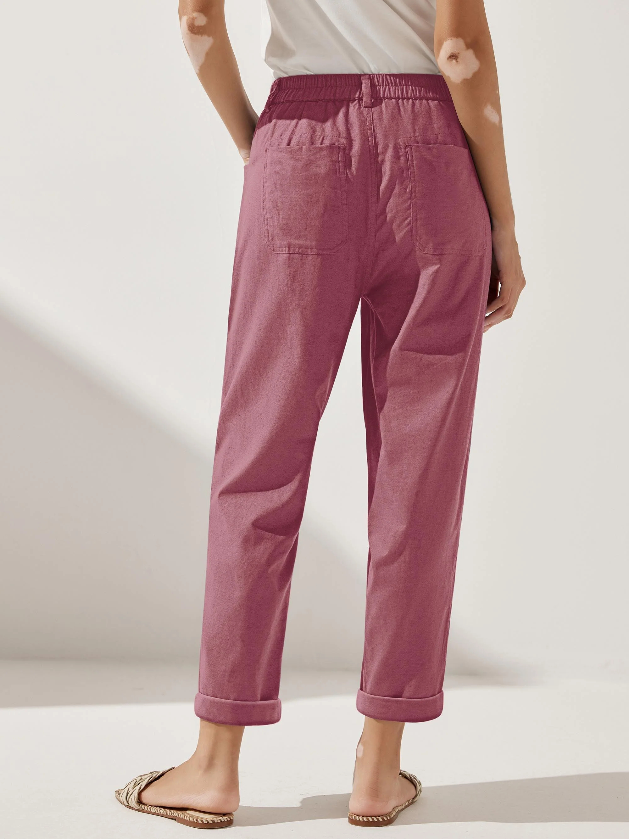 Linen Simple Button Fly Trousers HEIDI - Image 3