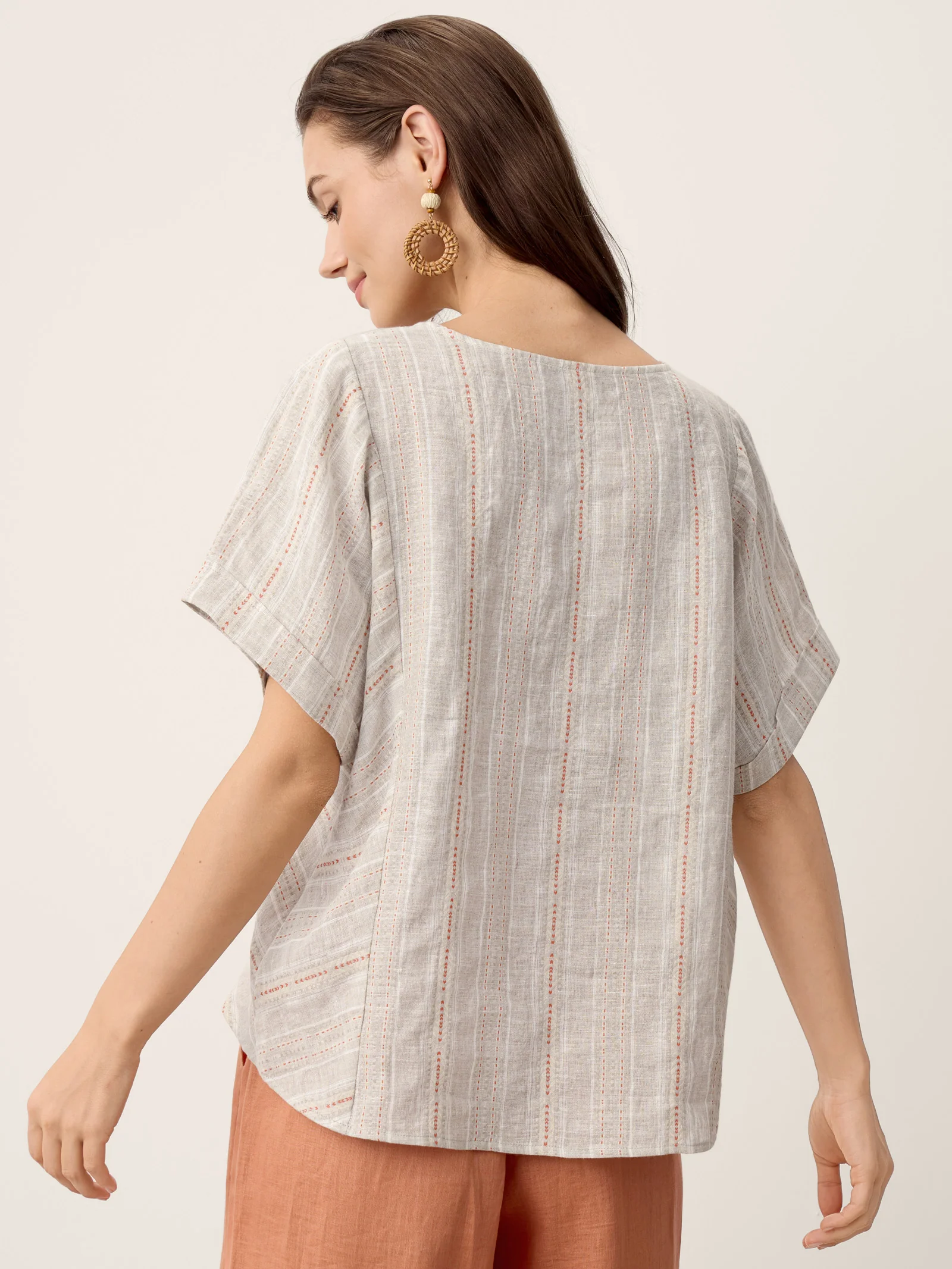 Linen Split-Neck Drop-Shoulder Top KIERA - Image 7