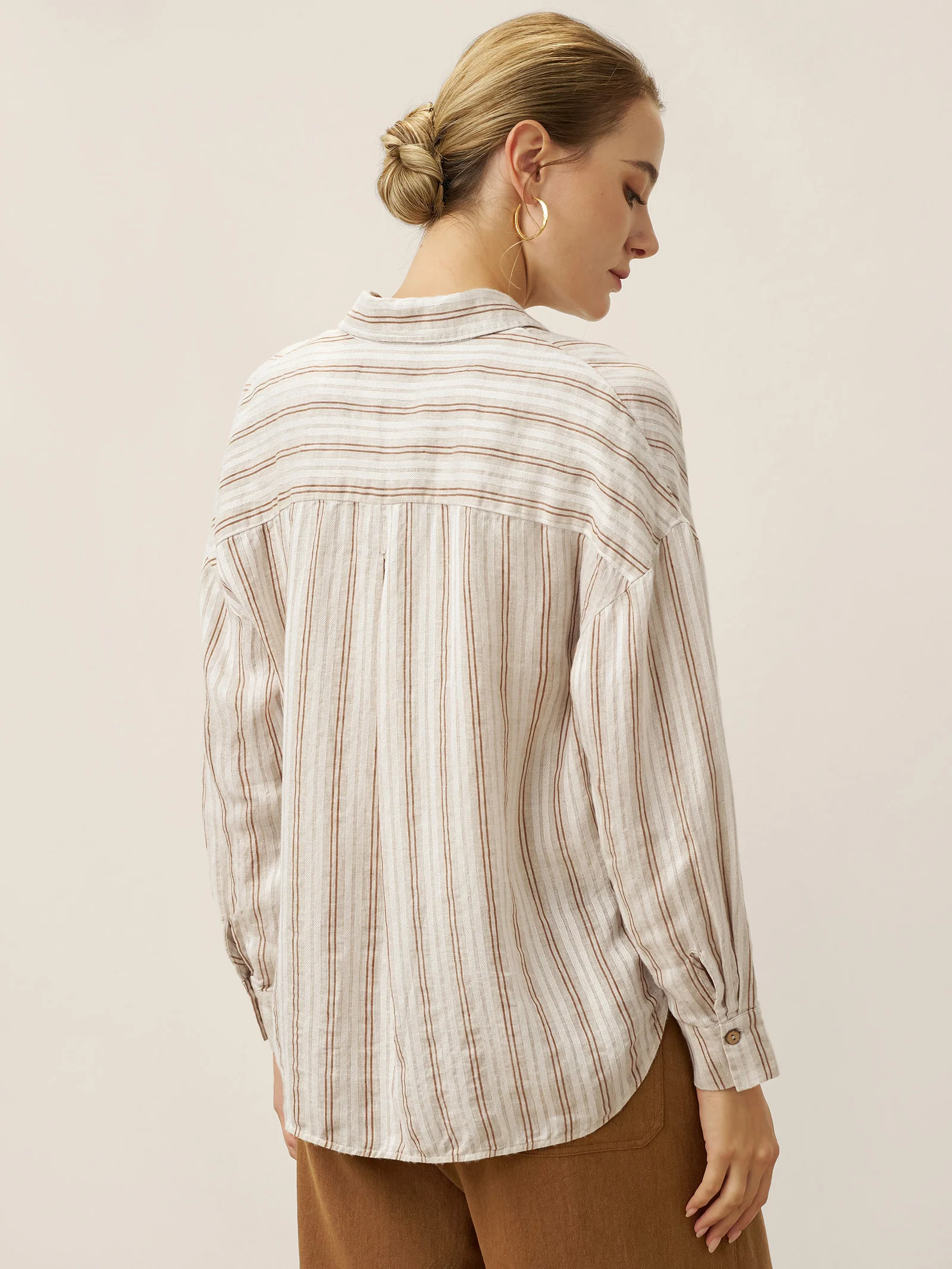 Linen Striped Drop Shoulder Shirt KENNEDY - Image 2