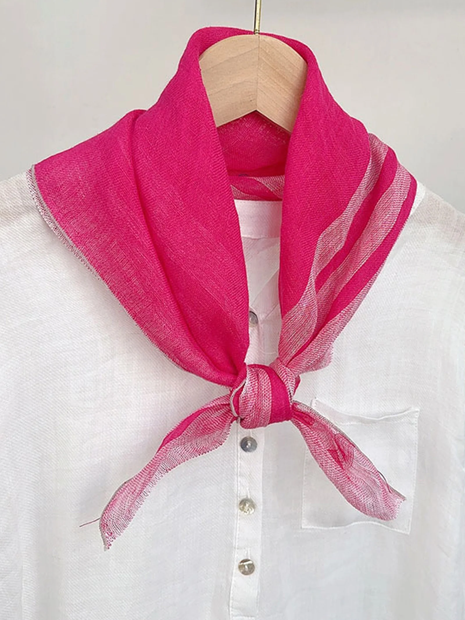 100% Linen Striped Woven Light Square Scarf - Image 5