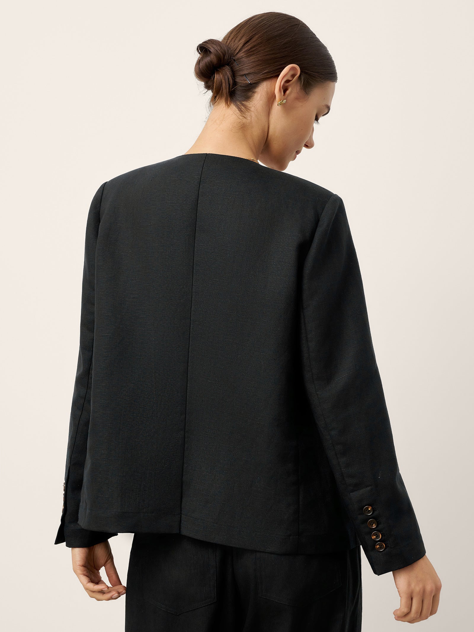 Linen-Lyocell Relaxed V-neck Tailored Blazer VERITY - Image 4