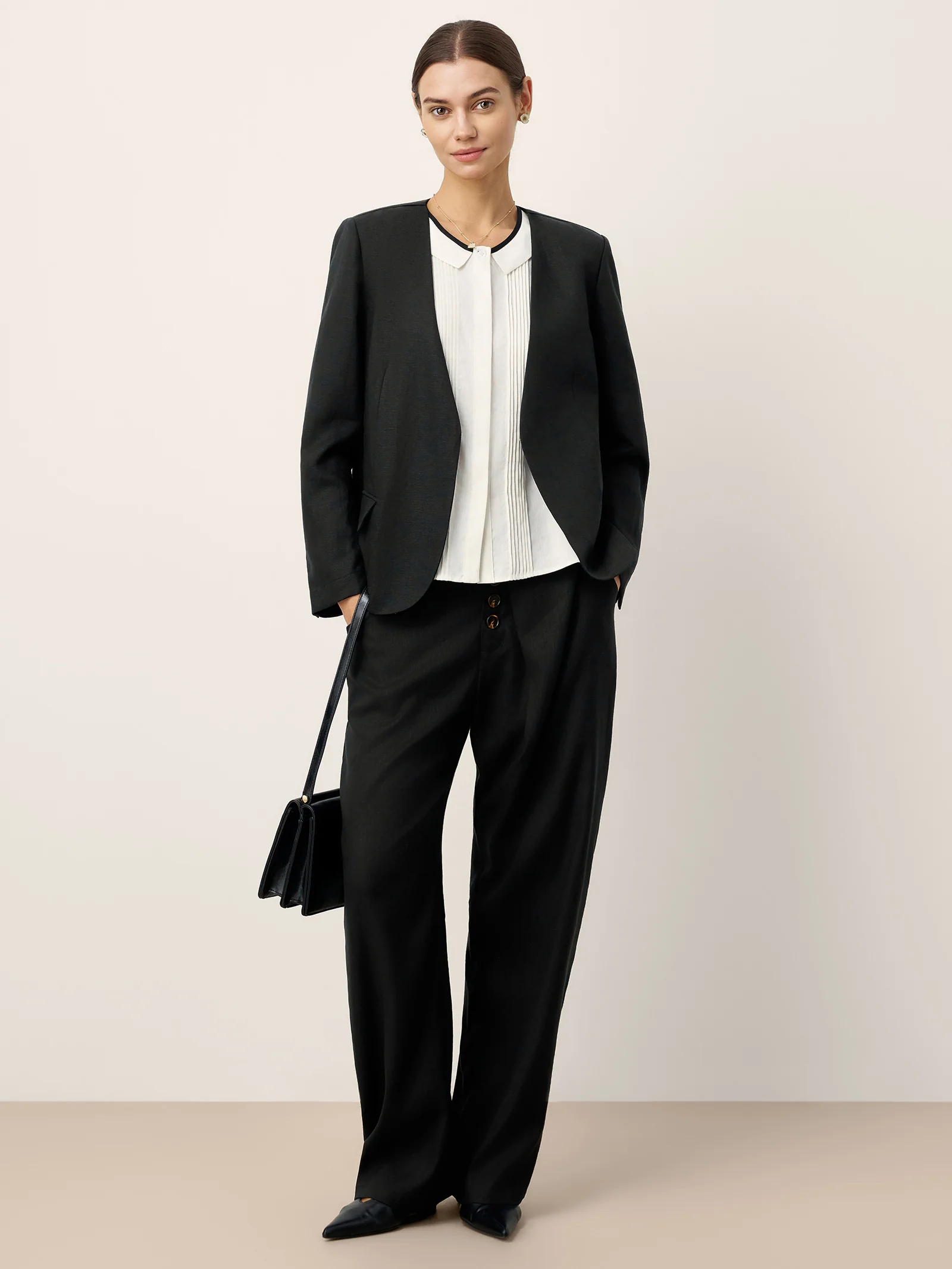 Linen-Lyocell Relaxed V-neck Tailored Blazer VERITY - Image 9