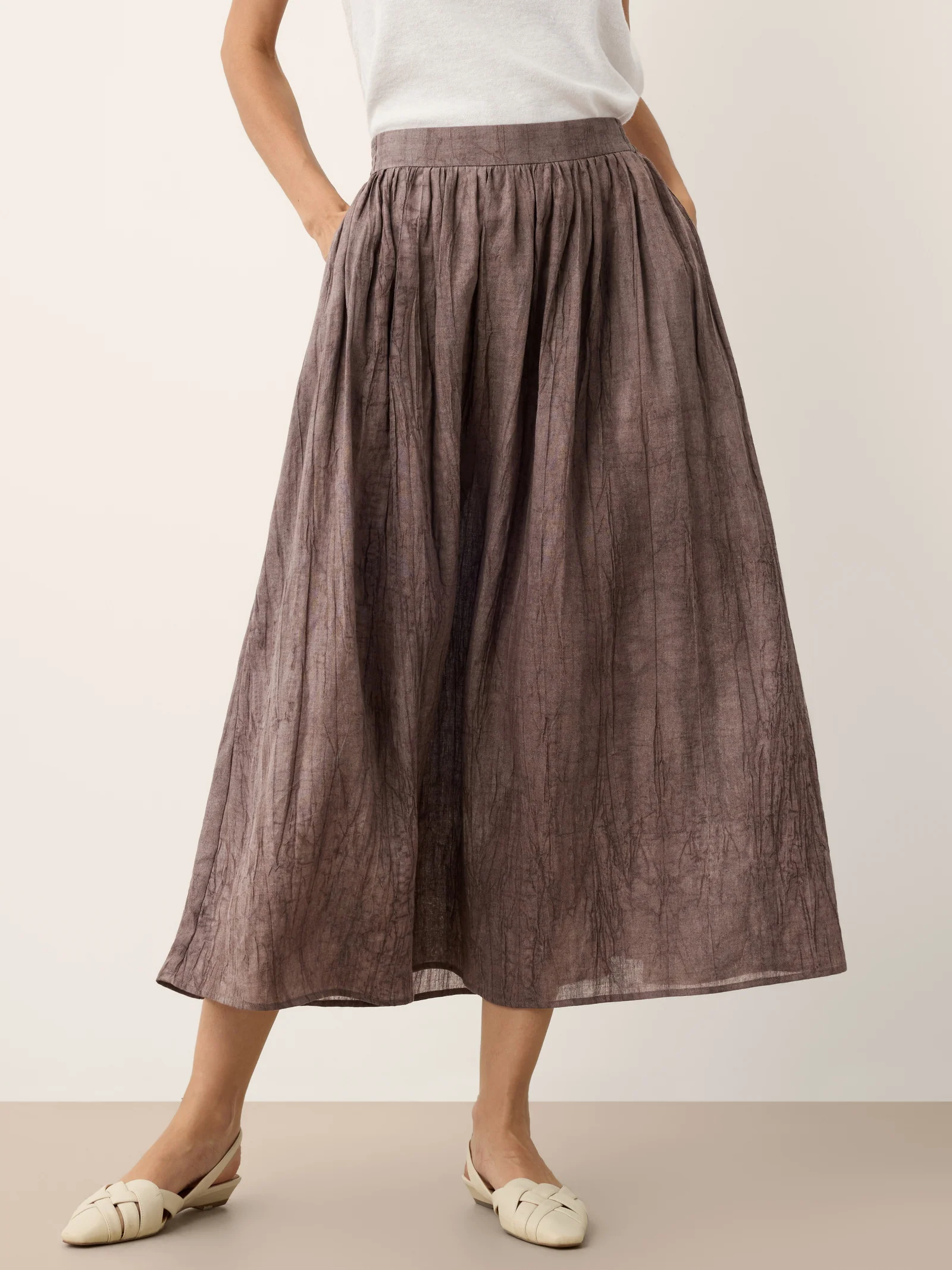 Lyocell Textured Pleated Waist Skirt ROSAMUND