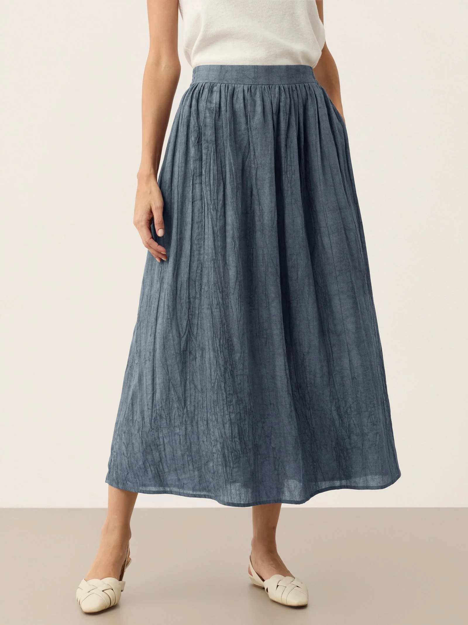 Lyocell Textured Pleated Waist Skirt ROSAMUND - Image 10