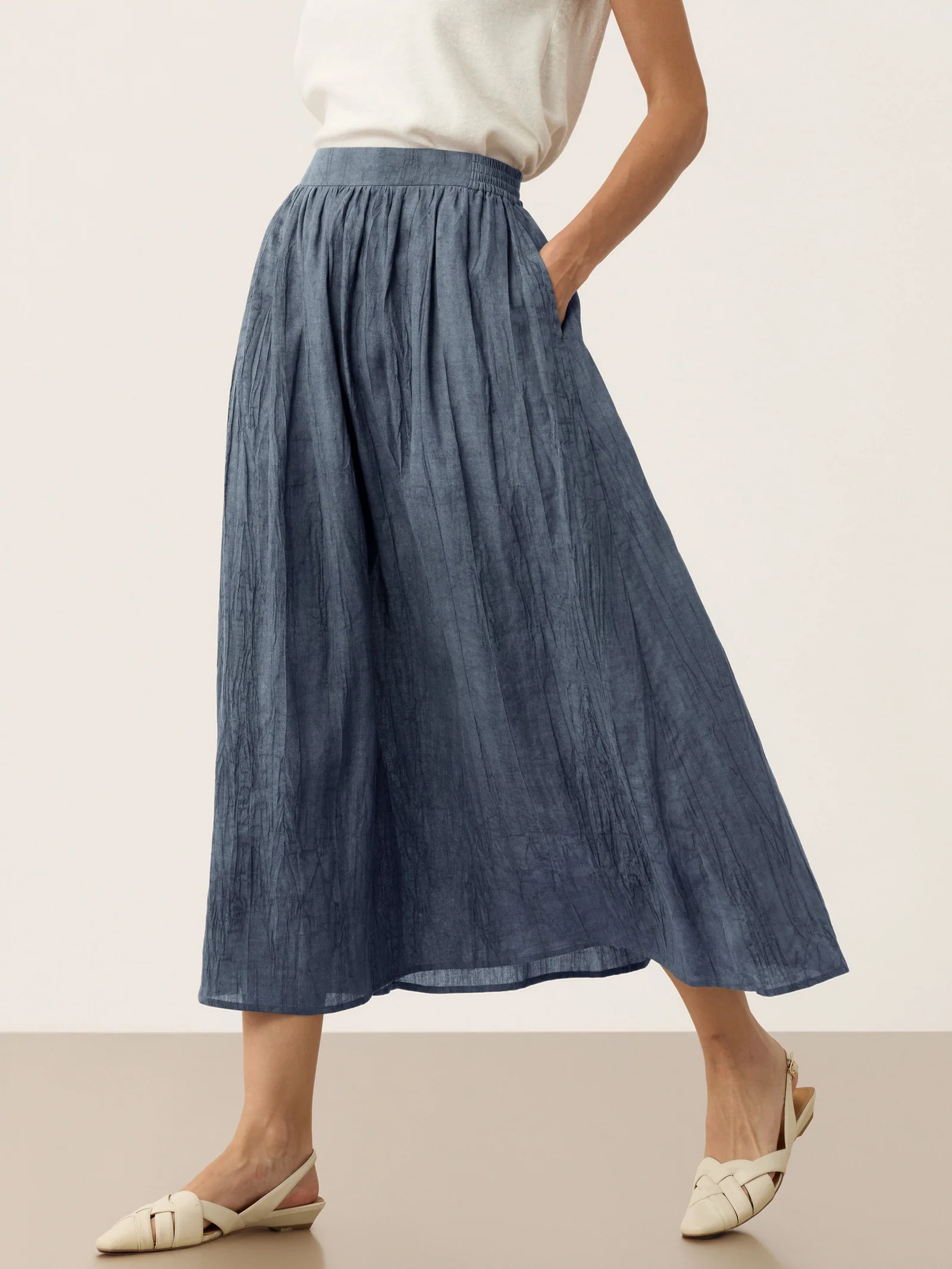 Lyocell Textured Pleated Waist Skirt ROSAMUND - Image 13