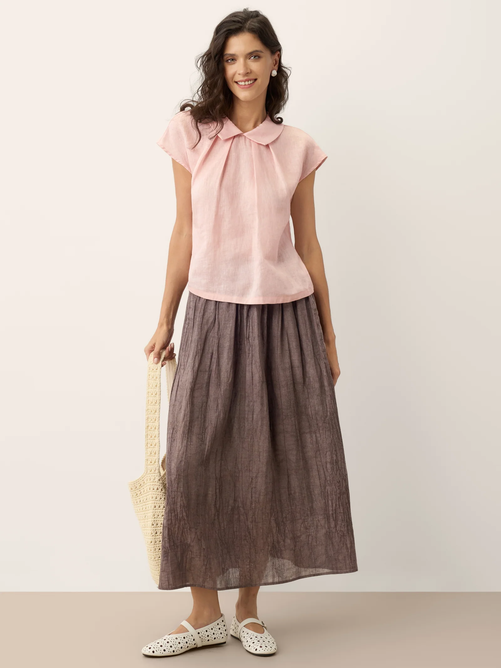 Lyocell Textured Pleated Waist Skirt ROSAMUND - Image 7