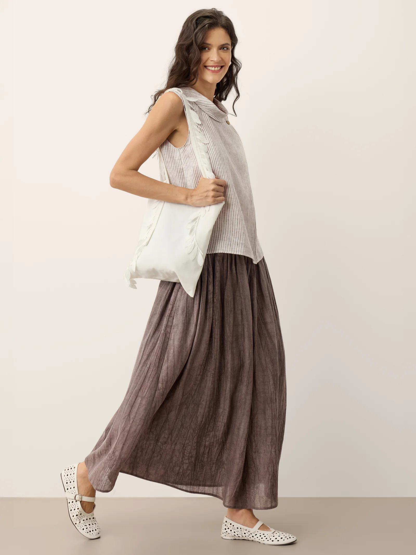 Lyocell Textured Pleated Waist Skirt ROSAMUND - Image 8