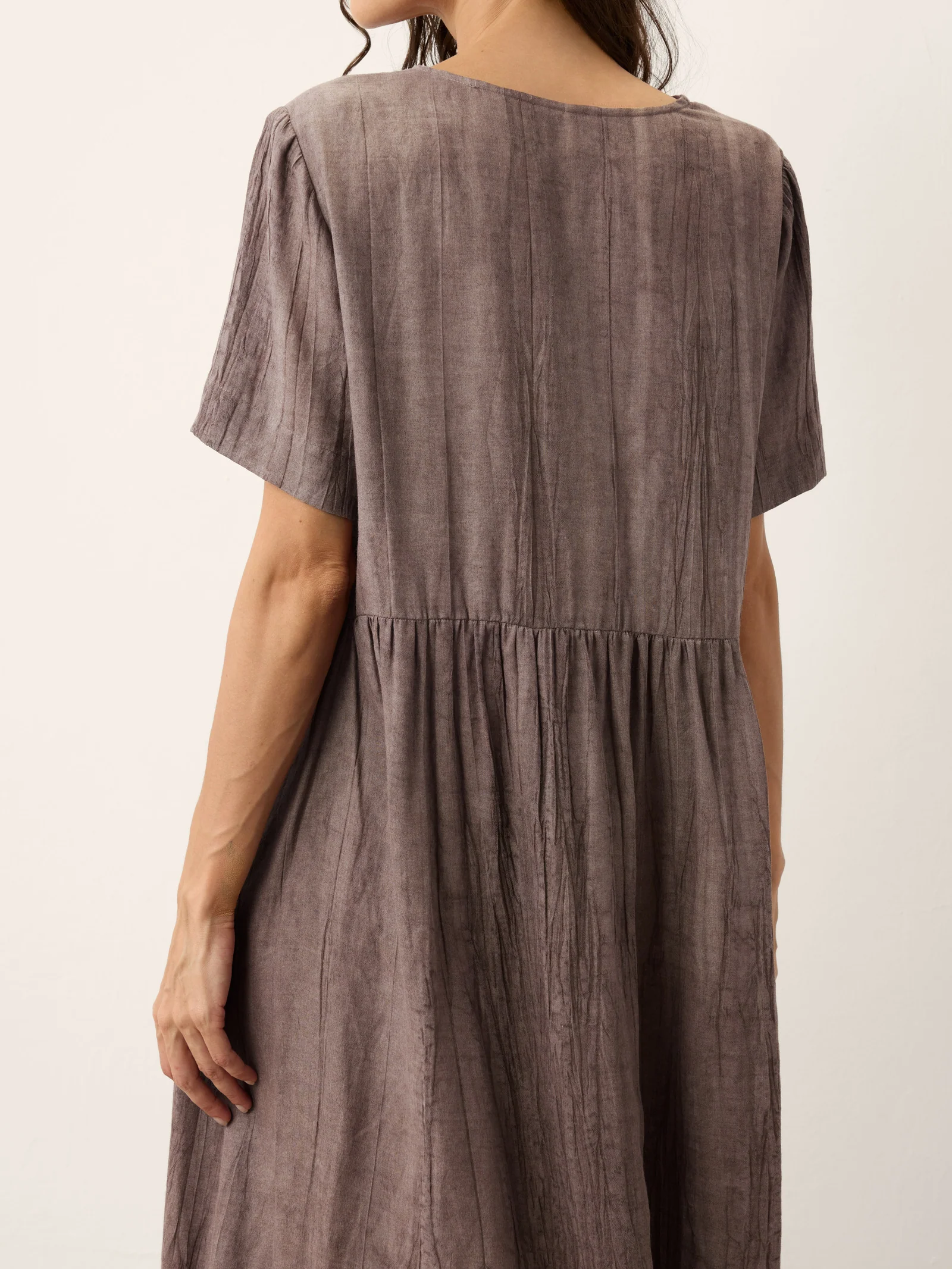 Lyocell Textured V Neck Tie Waist Maxi Dress SUSANNA - Image 8