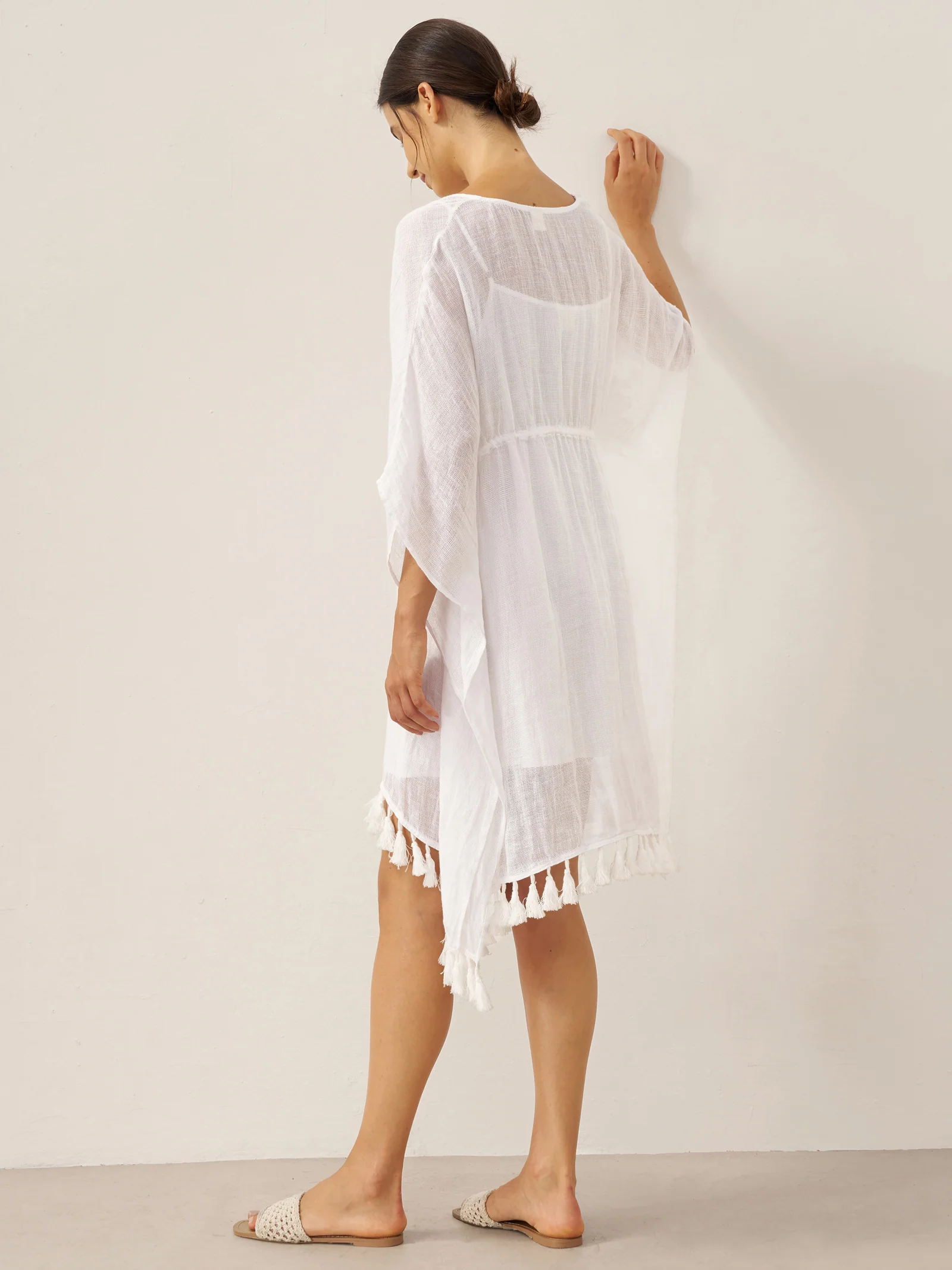 Linen V-Neck Cover-Up and Slip Dress Set CASS - Image 11