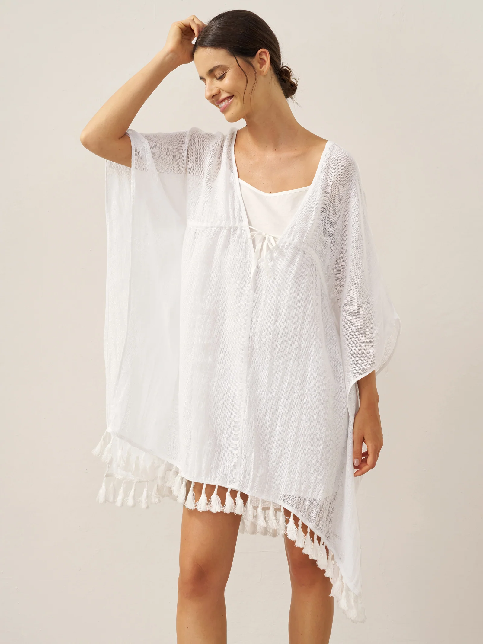 Linen V-Neck Cover-Up and Slip Dress Set CASS - Image 4