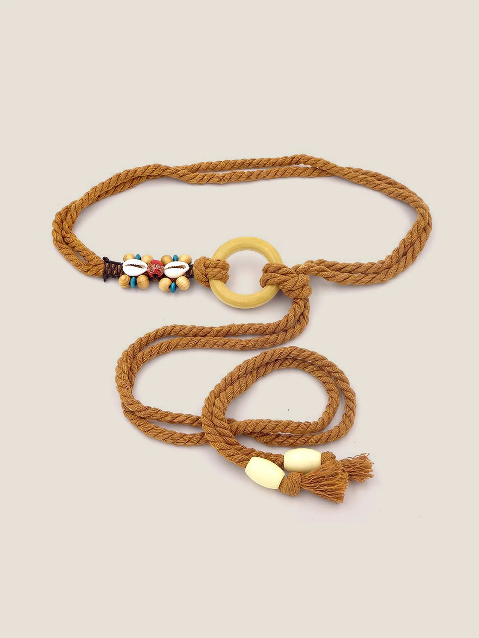 Linen Woven Belt With Wooden Beads - Image 4