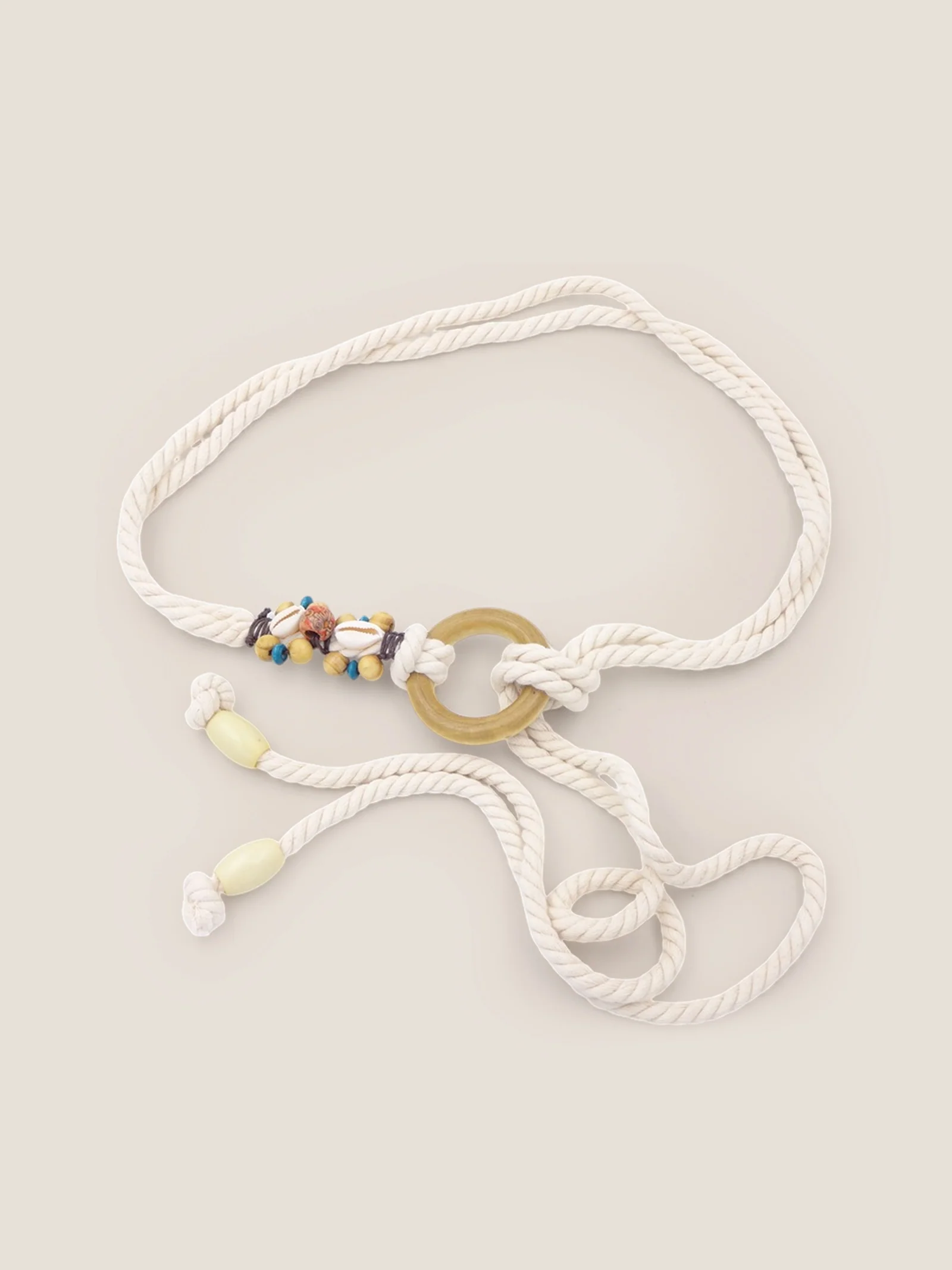 Linen Woven Belt With Wooden Beads - Image 5