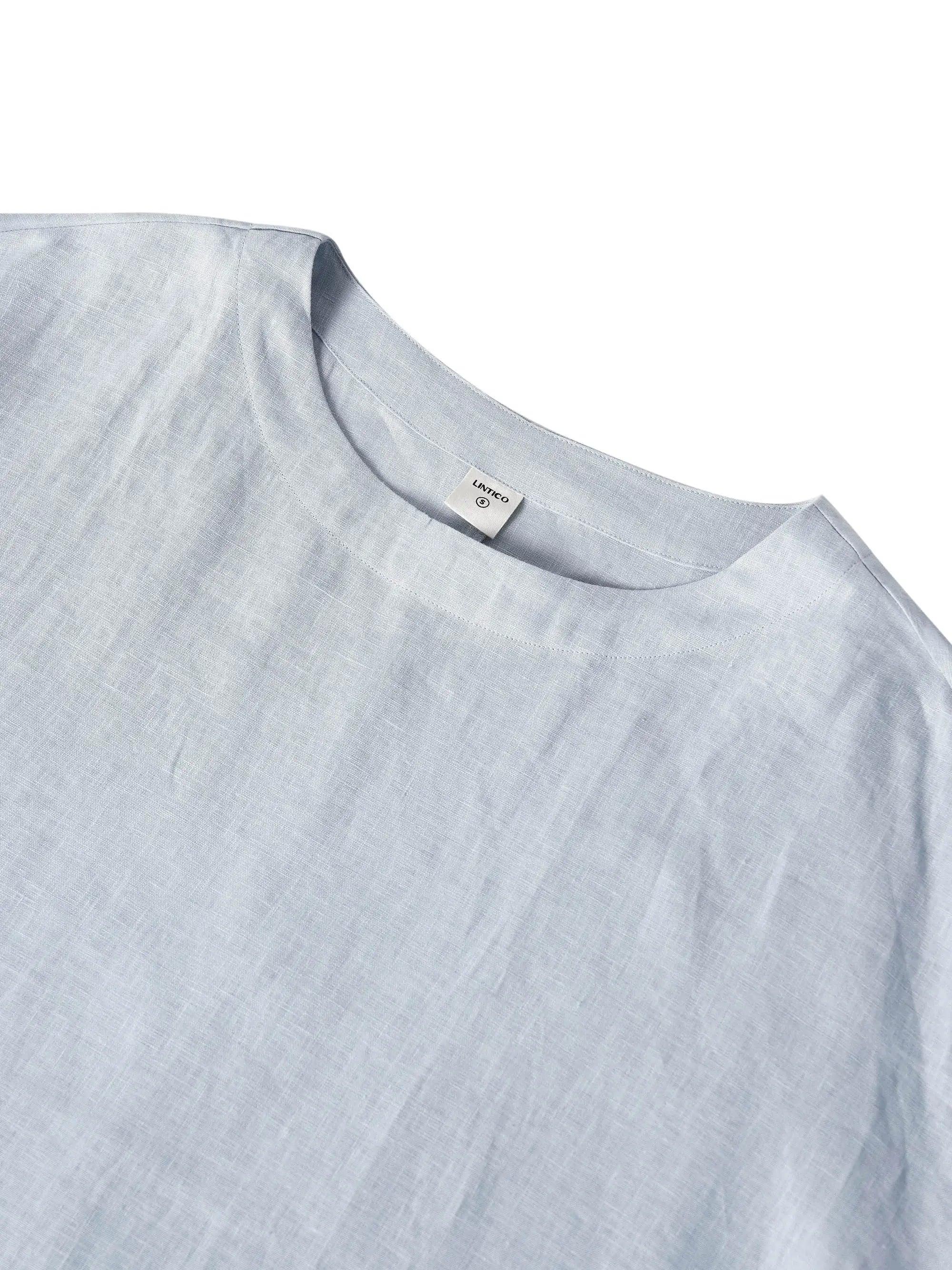 100% Linen Boatneck 3/4 Length Sleeve Top AURORA - Image 9
