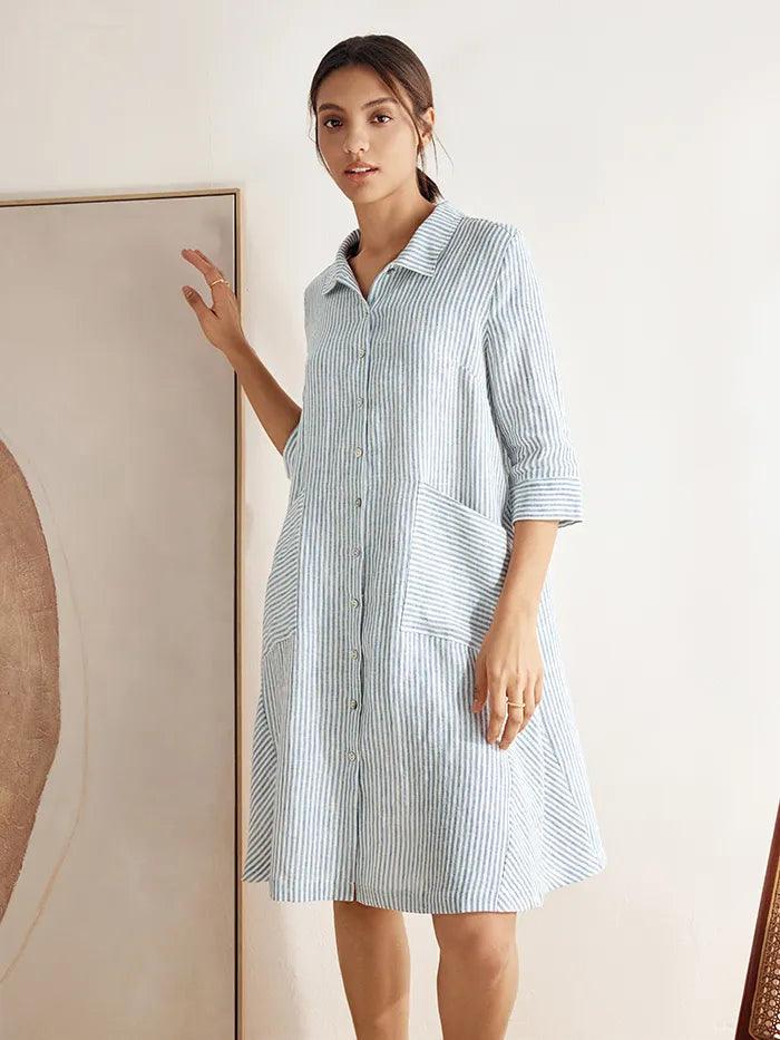 100% Linen Shirt Dress MADISON - Image 4