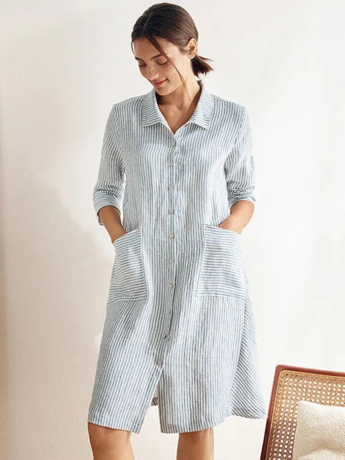 100% Linen Shirt Dress MADISON - Image 5