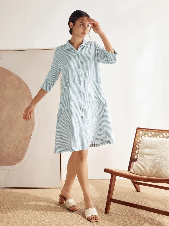 100% Linen Shirt Dress MADISON - Image 6