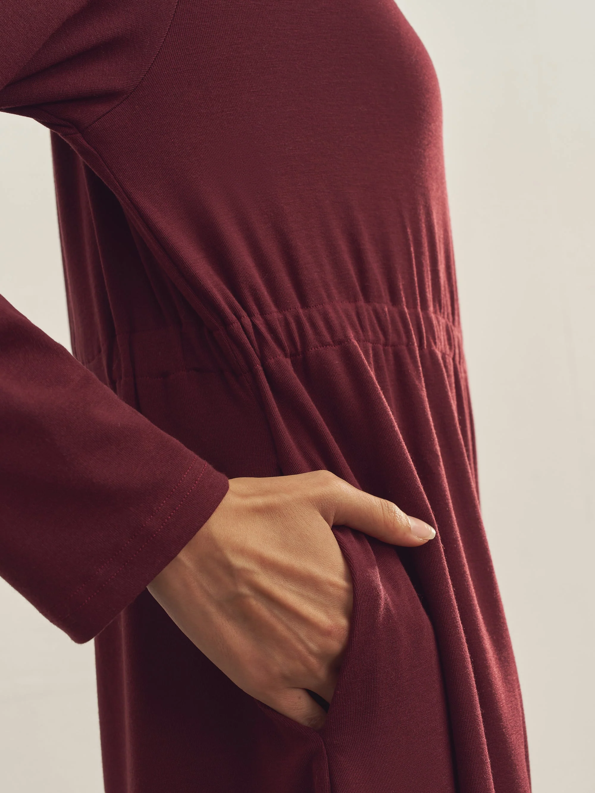Merino Wool Waist Shirring-Detail Dress - Image 10