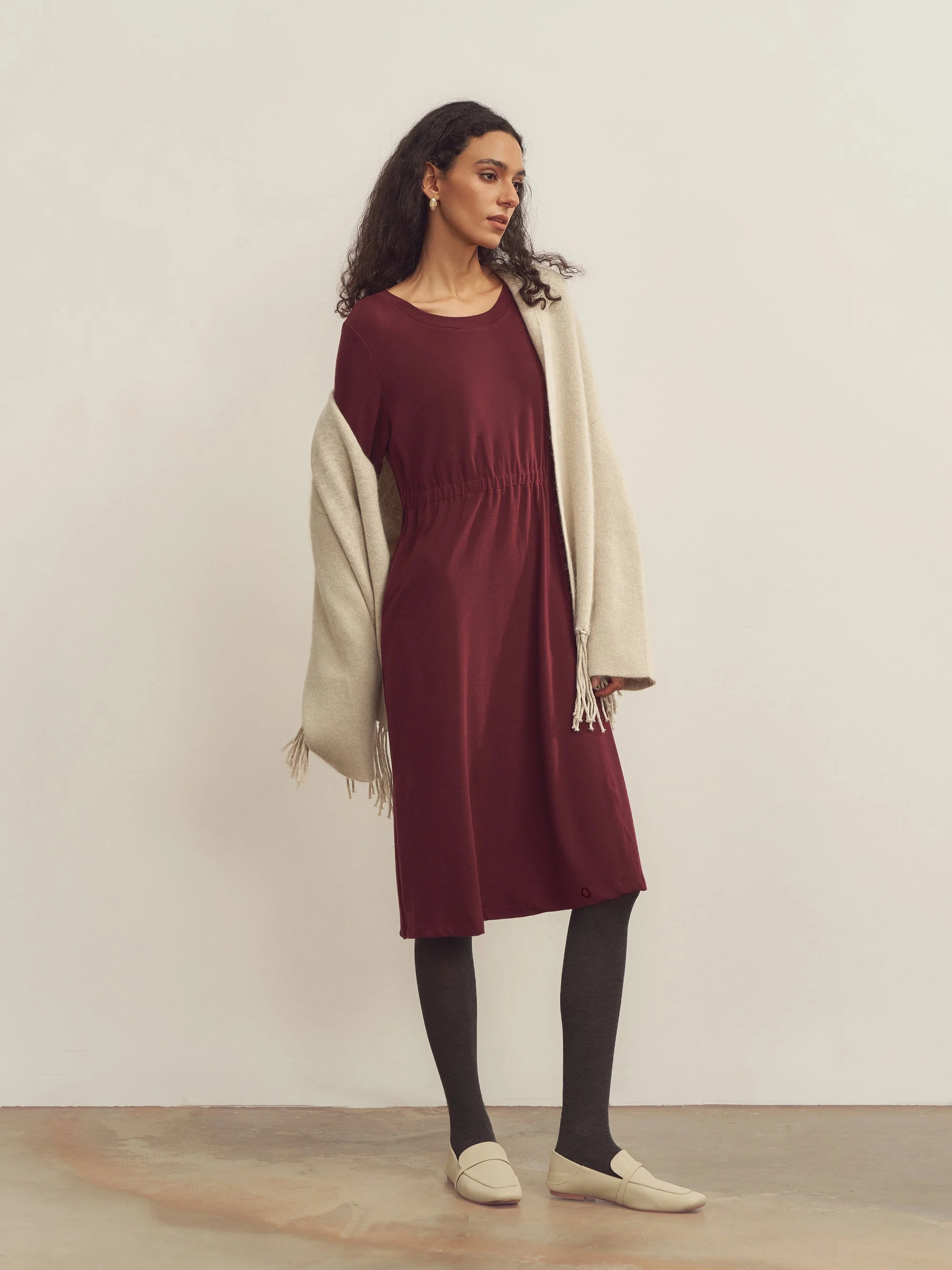 Merino Wool Waist Shirring-Detail Dress - Image 5