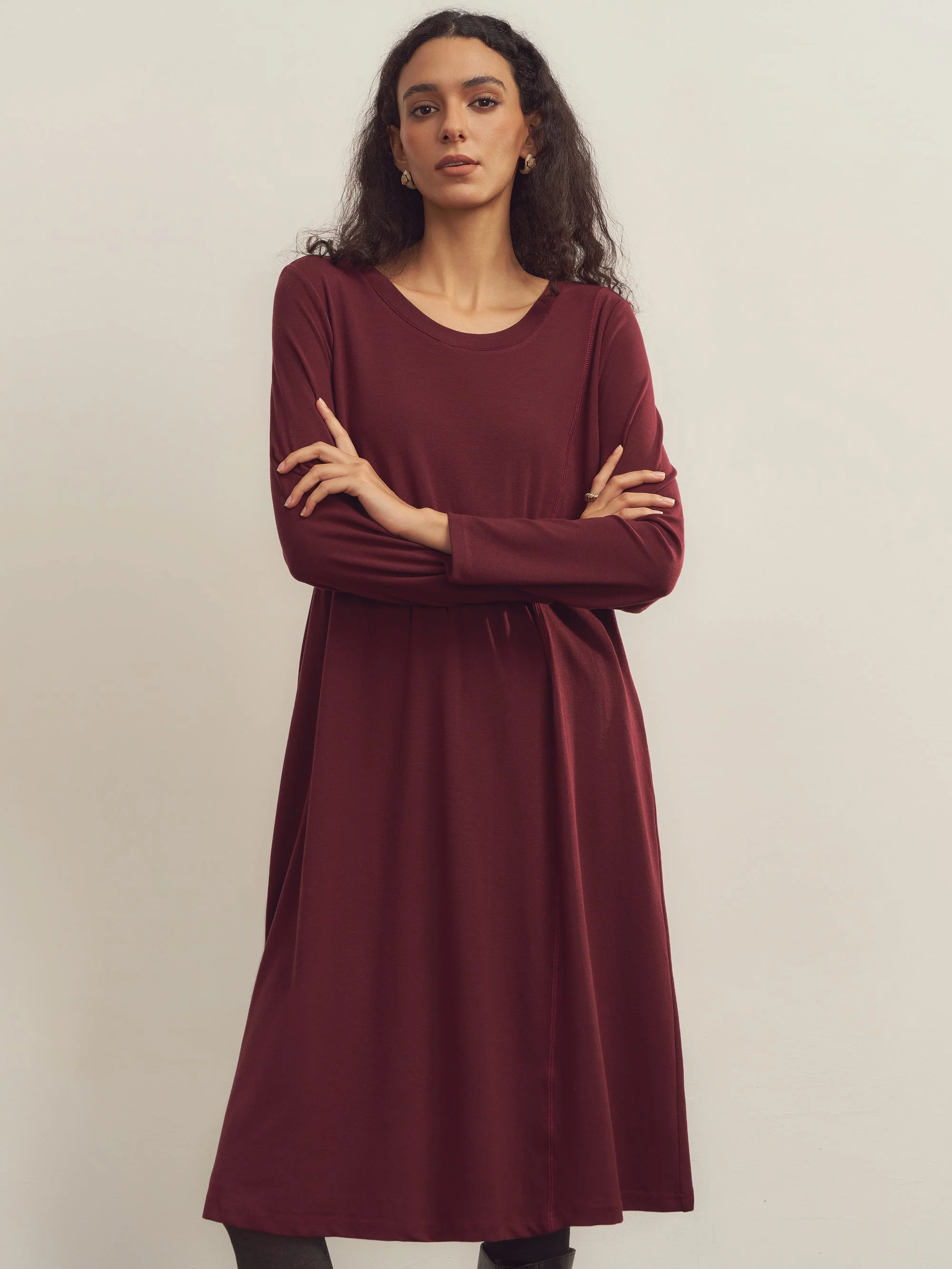 Merino Wool Waist Shirring-Detail Dress - Image 6