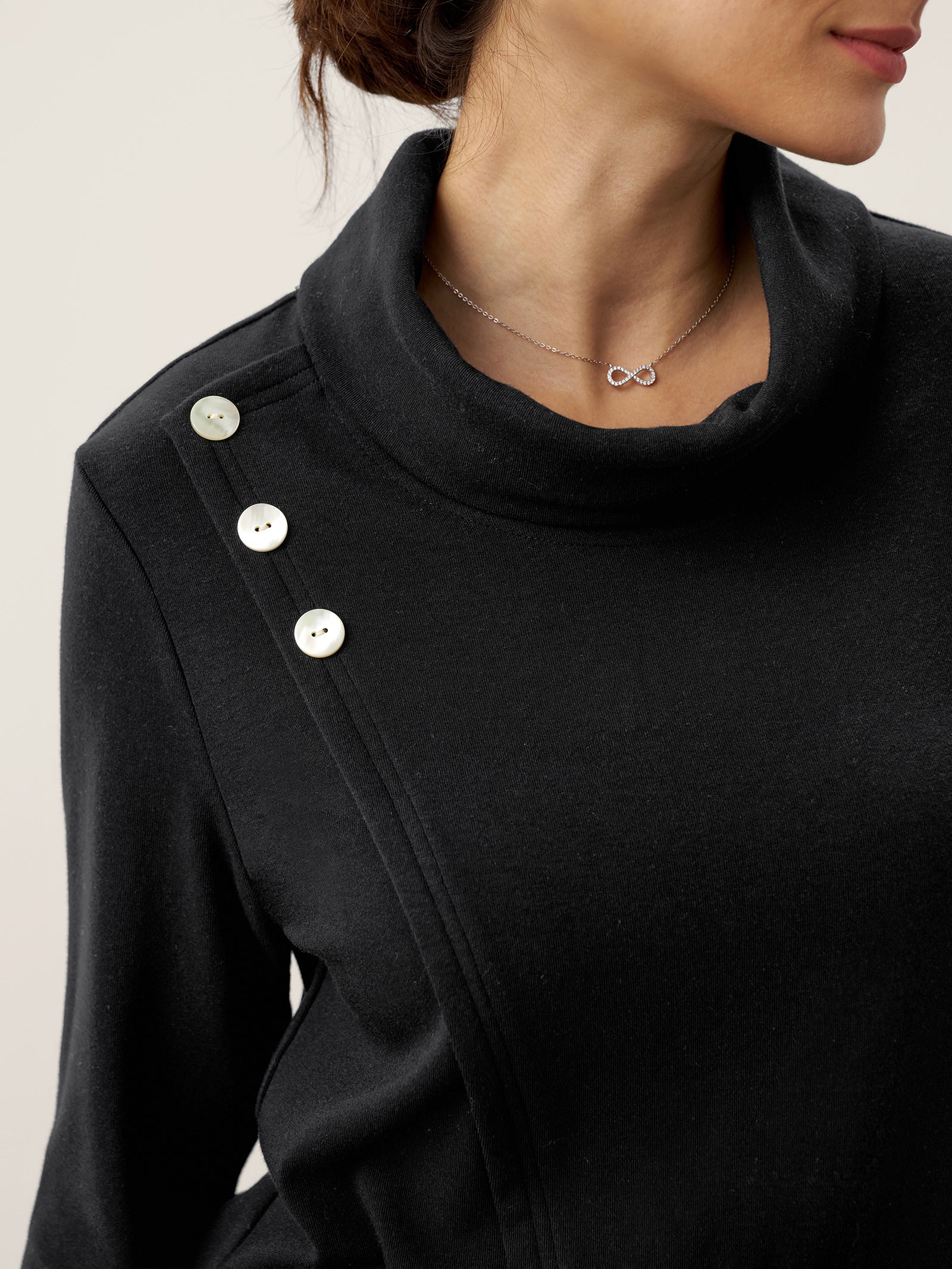 Lenzing Modal® Mock Neck Buttoned Stretch Top ZARIA - Image 11