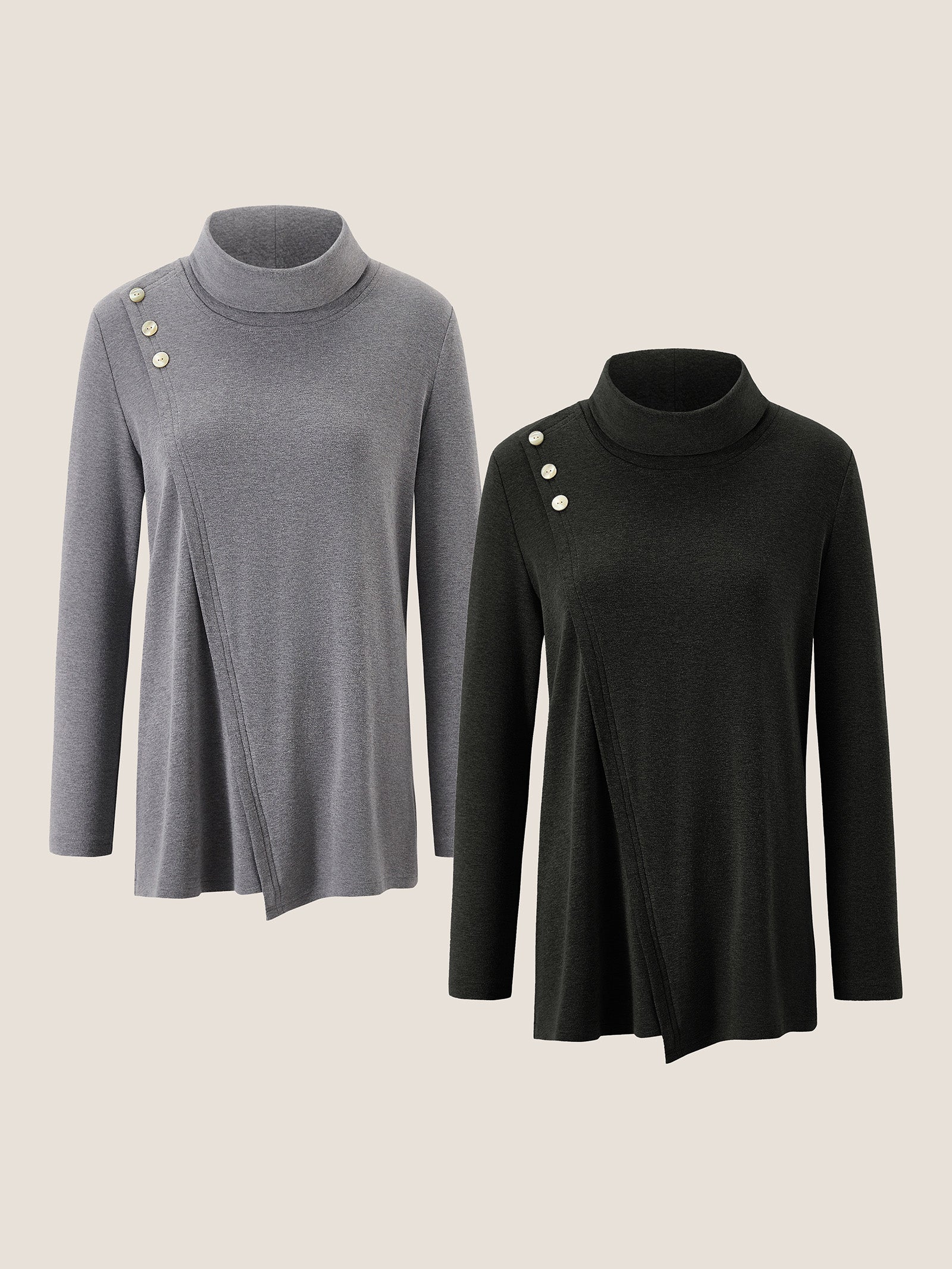 Lenzing Modal® Mock Neck Buttoned Stretch Top ZARIA - Image 14
