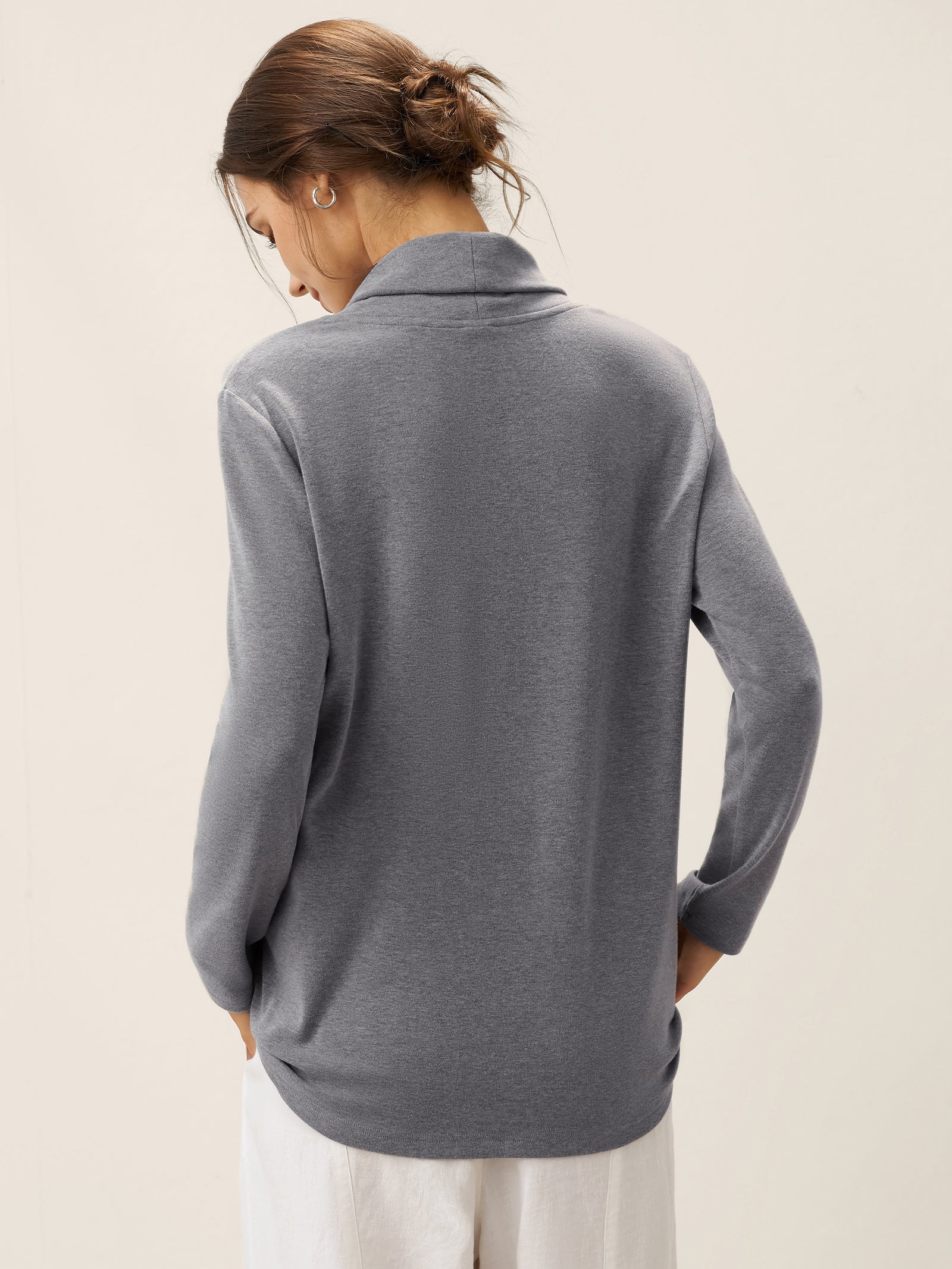 Lenzing Modal® Mock Neck Buttoned Stretch Top ZARIA - Image 3
