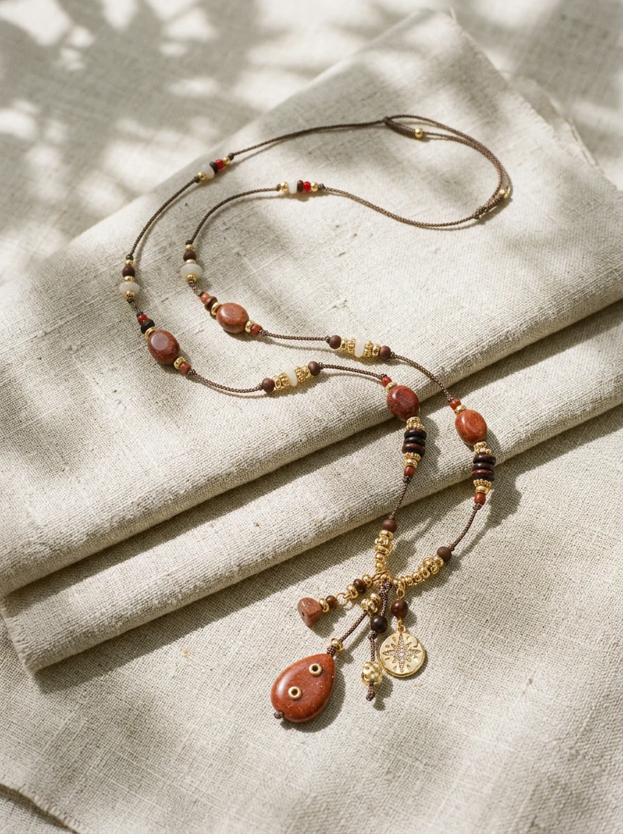 Natural Stone Beaded Long Necklace - Image 5
