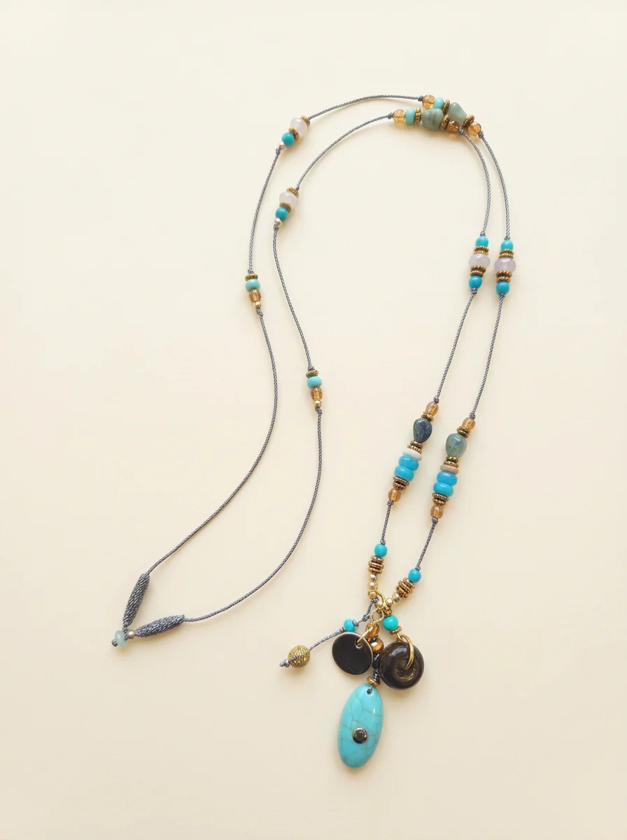 Natural Stone Beaded Long Necklace - Image 6