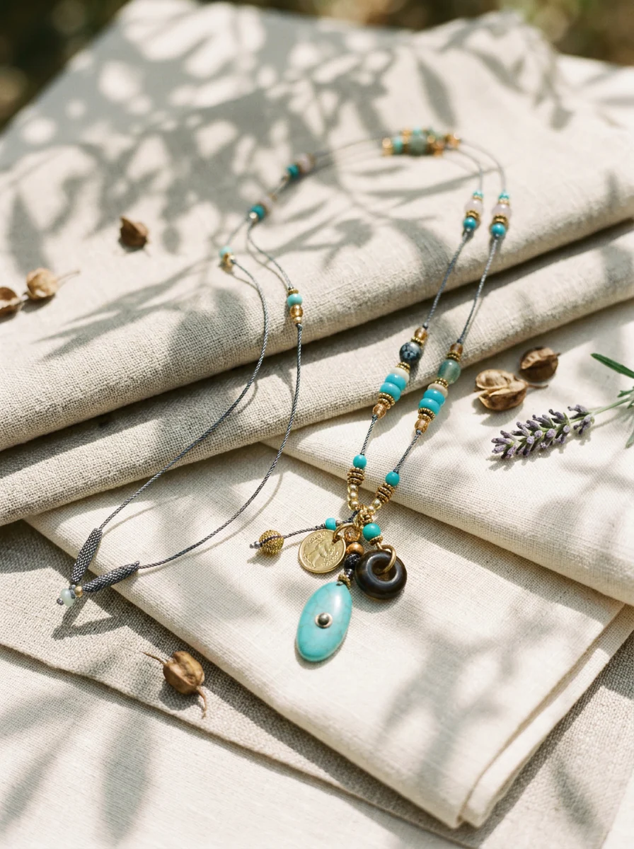 Natural Stone Beaded Long Necklace - Image 7